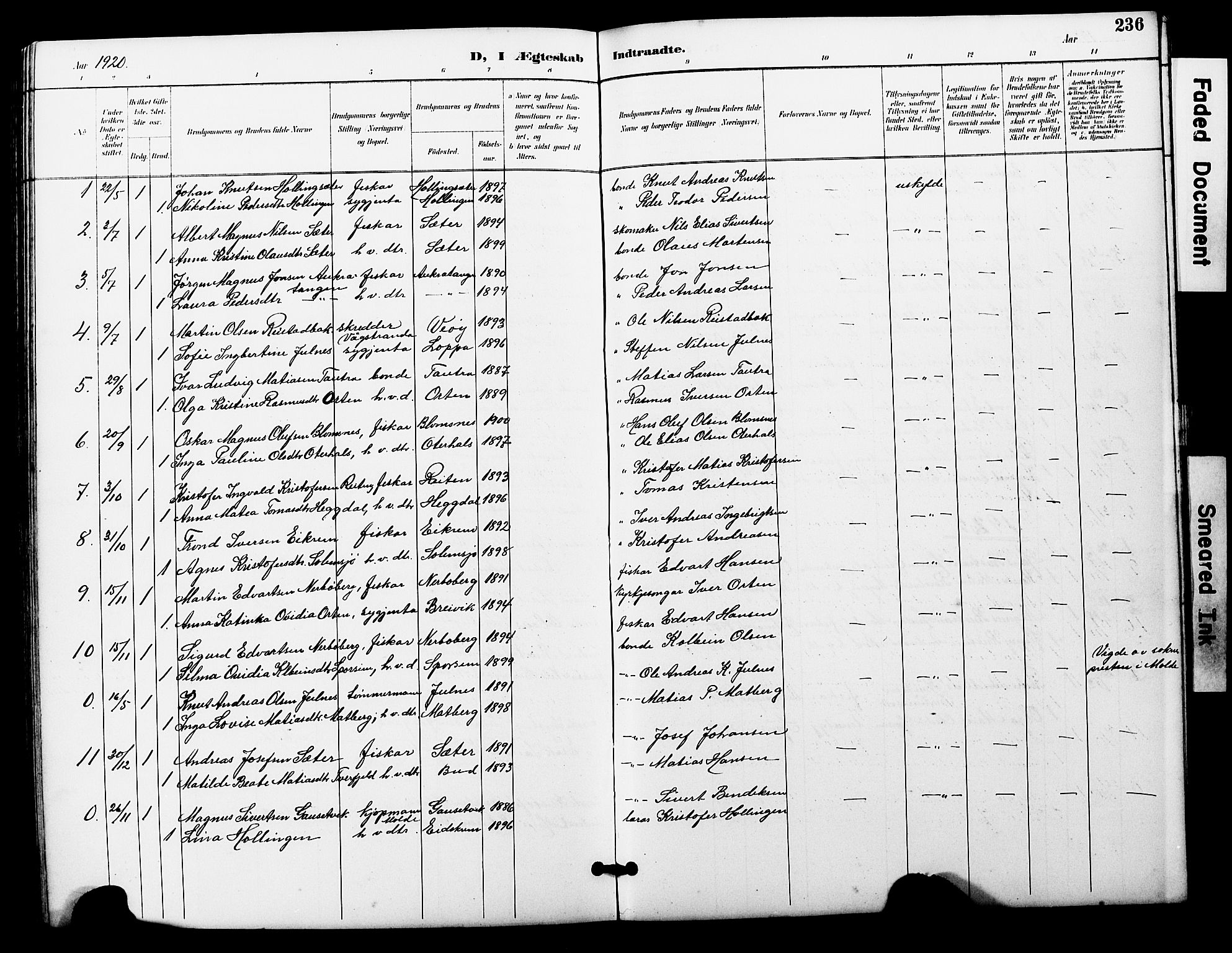 Ministerialprotokoller, klokkerbøker og fødselsregistre - Møre og Romsdal, SAT/A-1454/560/L0725: Parish register (copy) no. 560C02, 1895-1930, p. 236