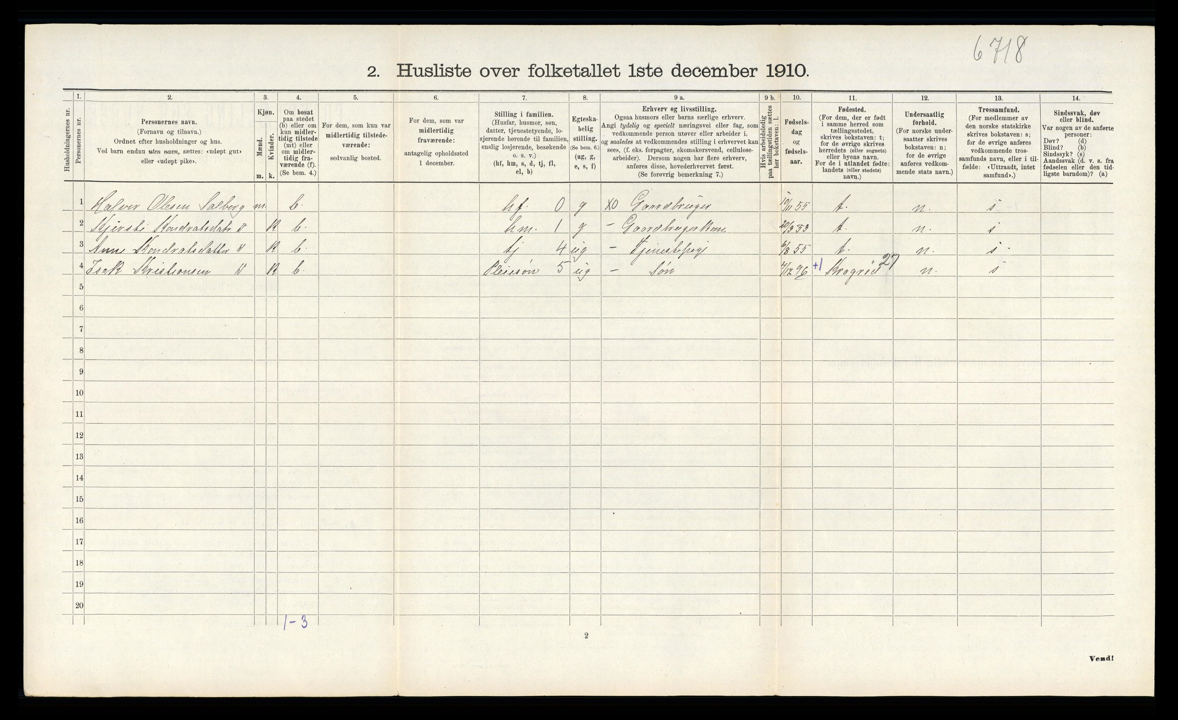 RA, 1910 census for Sauherad, 1910, p. 630