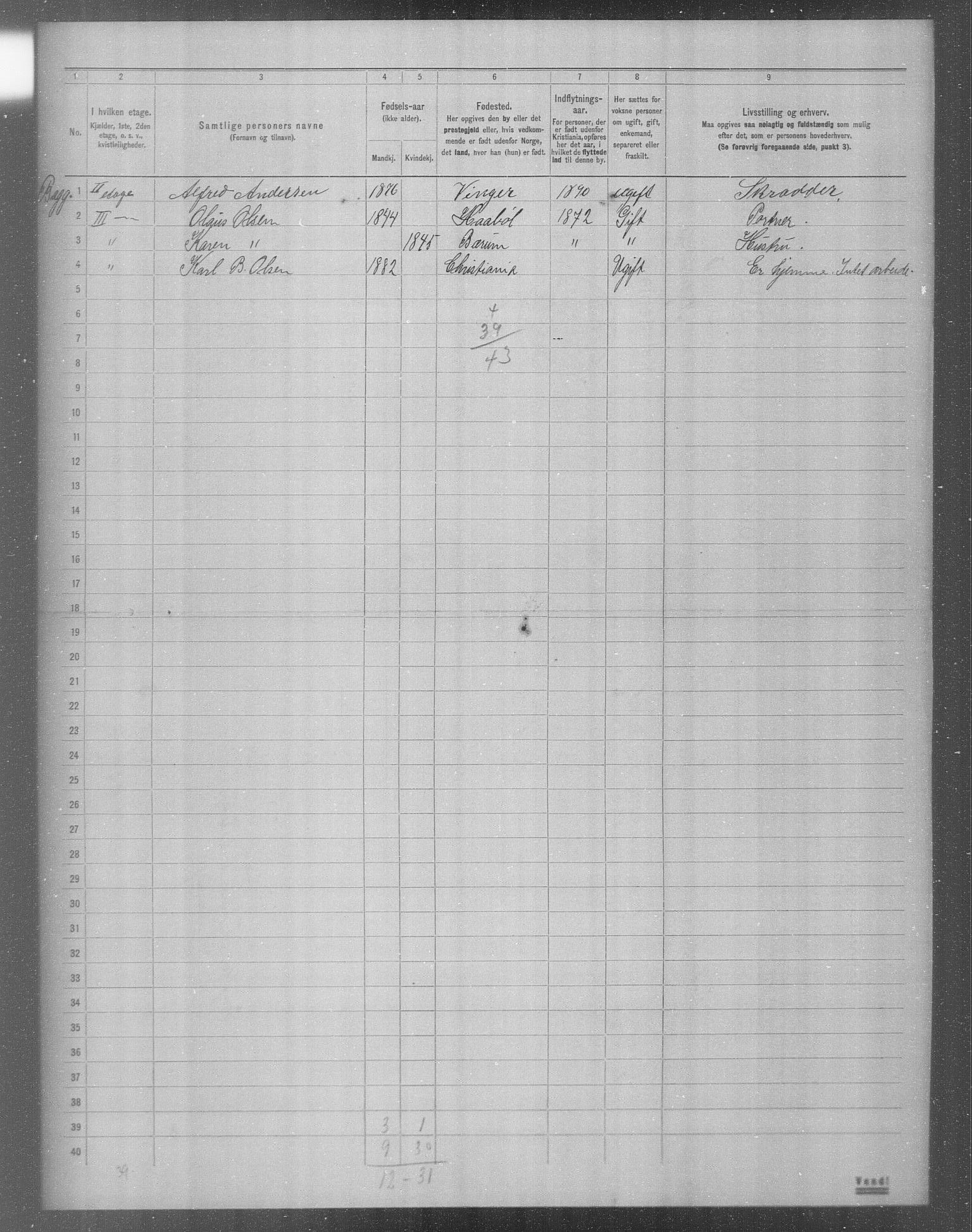 OBA, Municipal Census 1904 for Kristiania, 1904, p. 14234