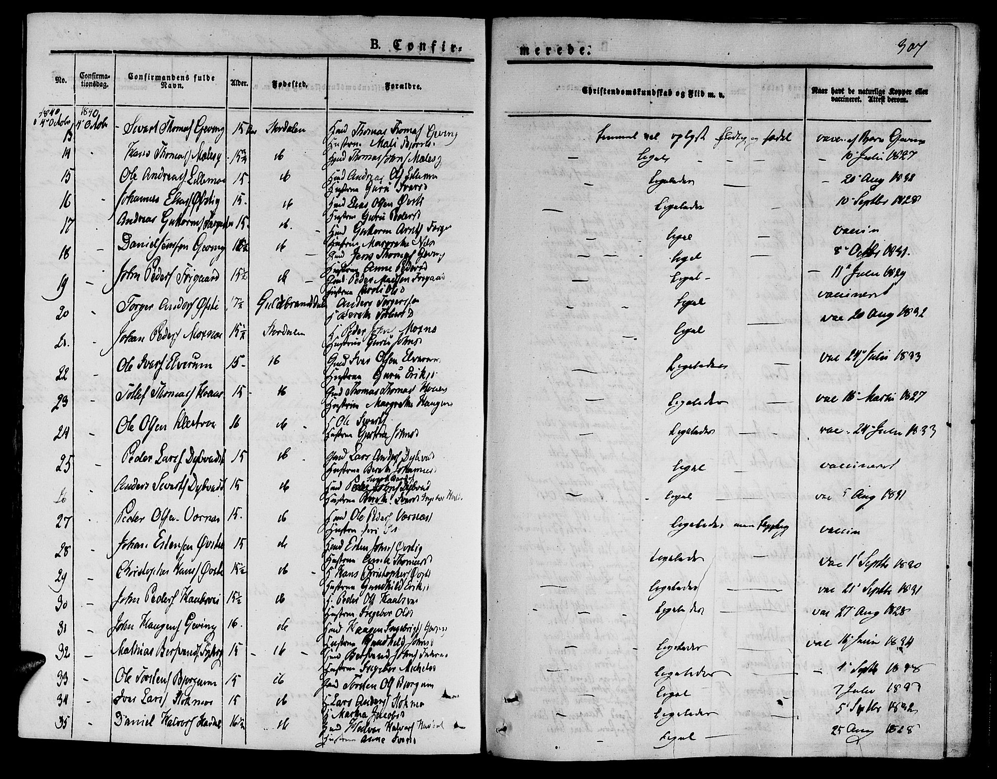 Ministerialprotokoller, klokkerbøker og fødselsregistre - Nord-Trøndelag, SAT/A-1458/709/L0071: Parish register (official) no. 709A11, 1833-1844, p. 307