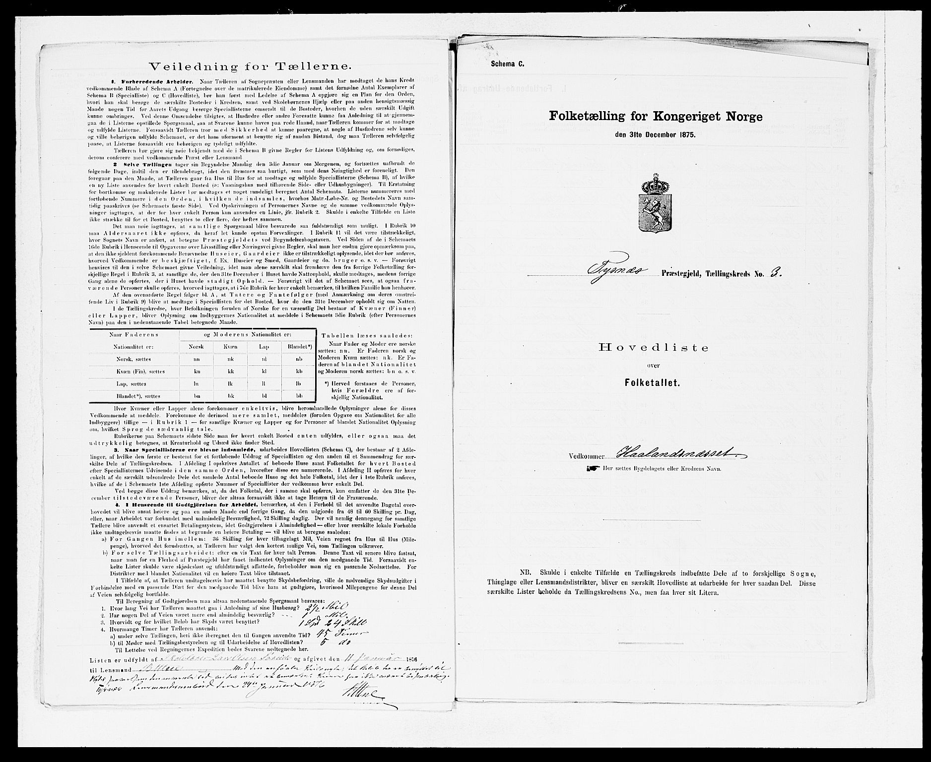 SAB, 1875 census for 1223P Tysnes, 1875, p. 6