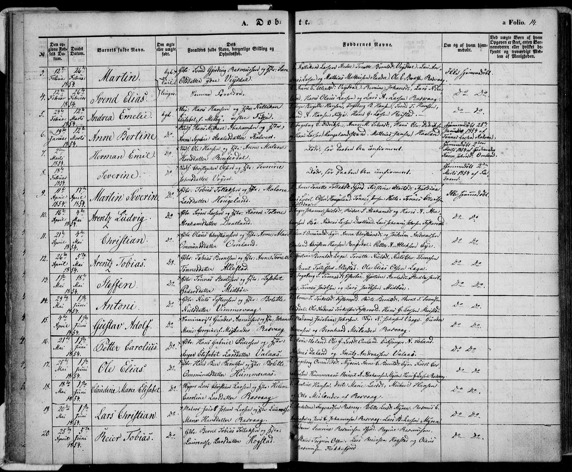 Flekkefjord sokneprestkontor, AV/SAK-1111-0012/F/Fa/Fab/L0004: Parish register (official) no. A 4, 1850-1875, p. 14