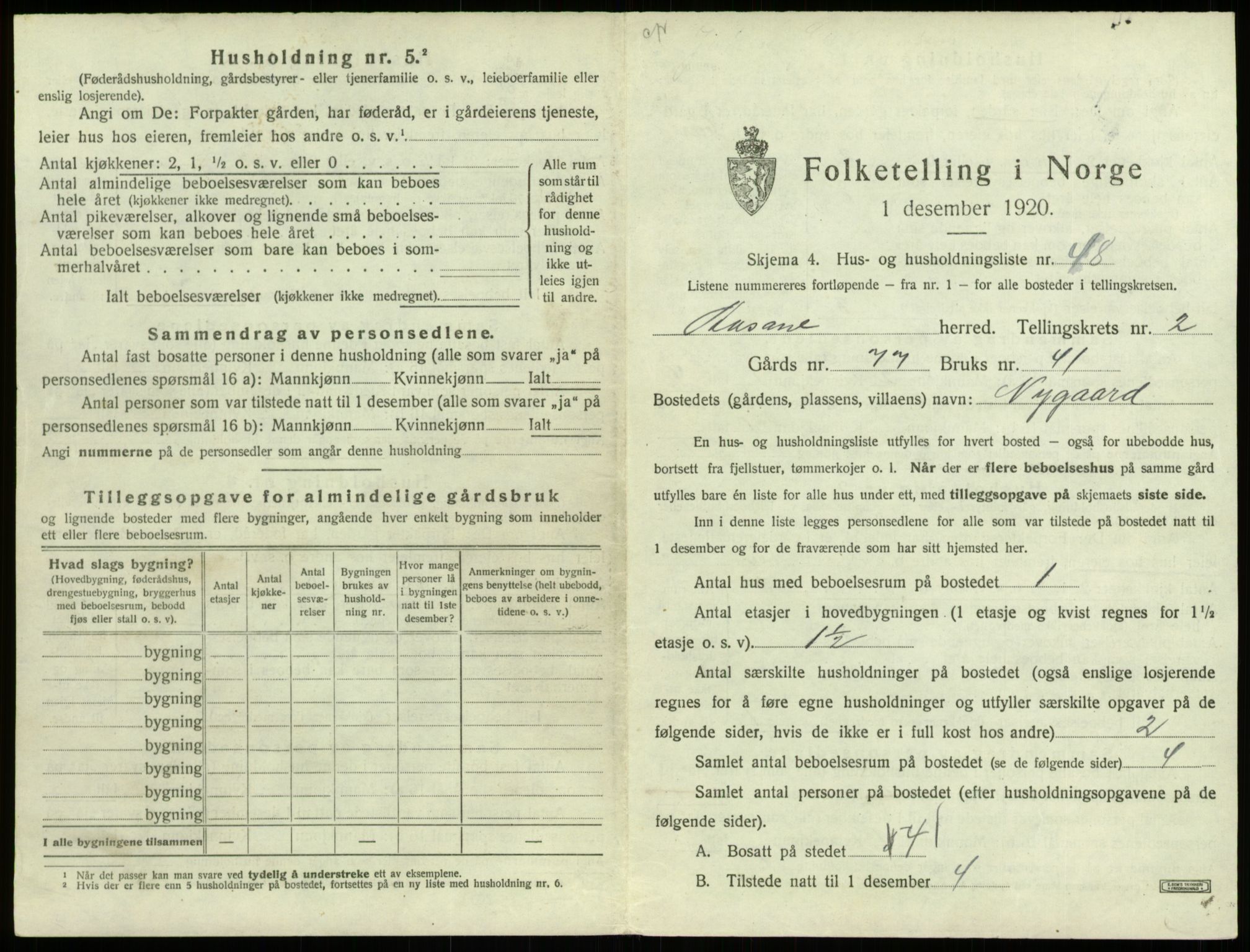 SAB, 1920 census for Åsane, 1920, p. 194