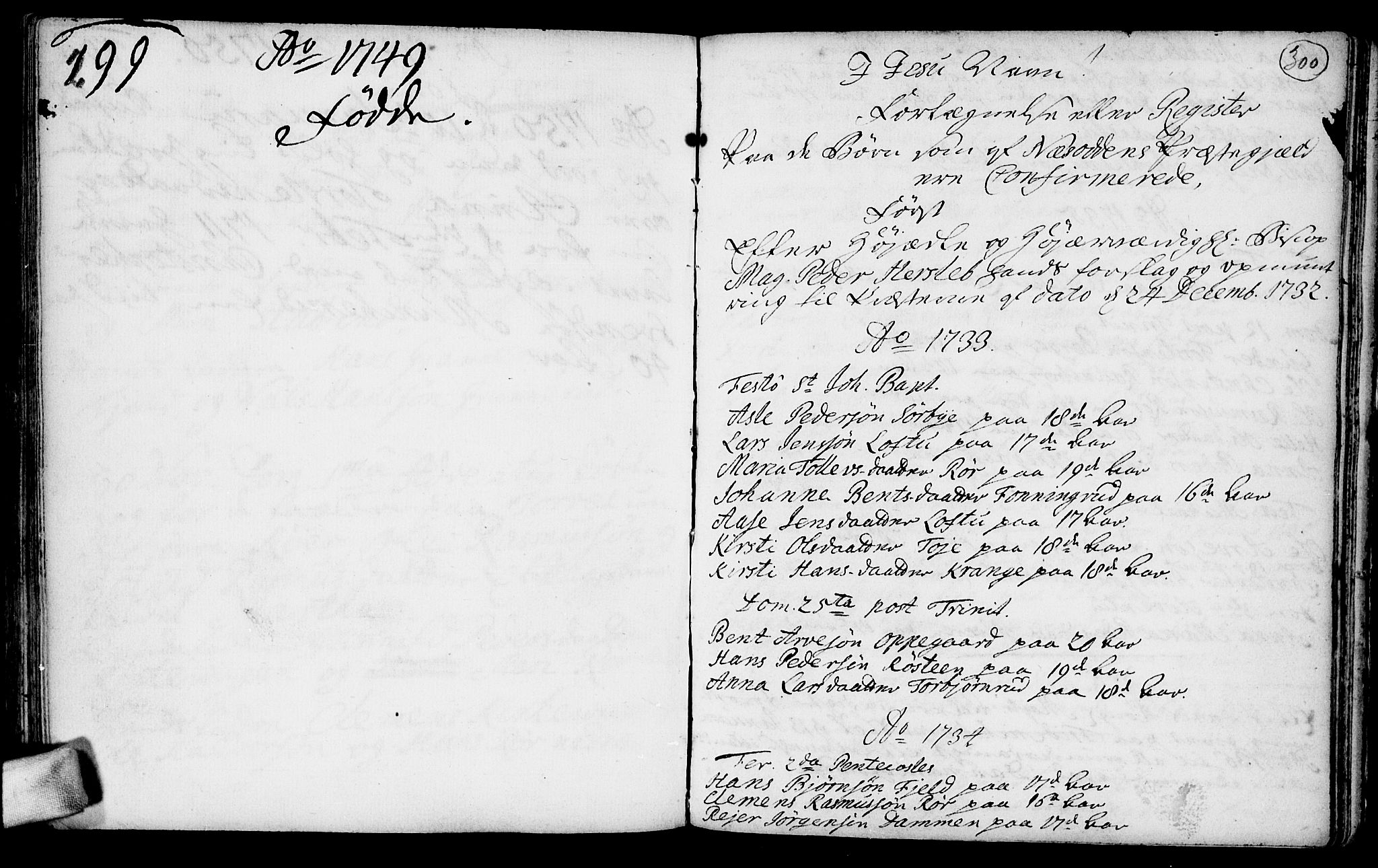 Nesodden prestekontor Kirkebøker, SAO/A-10013/F/Fa/L0001: Parish register (official) no. I 1, 1709-1749, p. 299-300