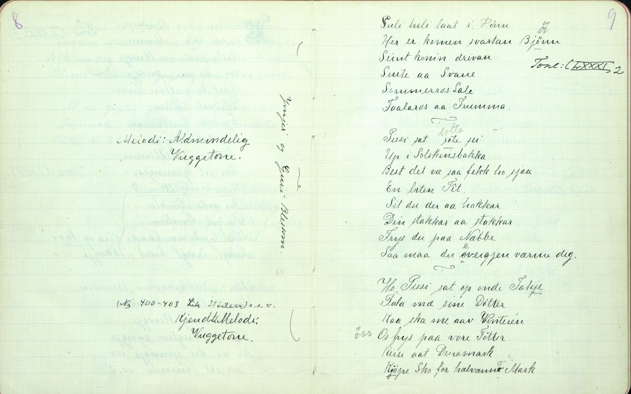 Rikard Berge, TEMU/TGM-A-1003/F/L0003/0021: 061-100 Innholdslister / 80 Visur, Baansuller, Slatterim,  Leiker, Kulokker. Gudbrandsdal, Vaagaa, 1910, p. 8-9