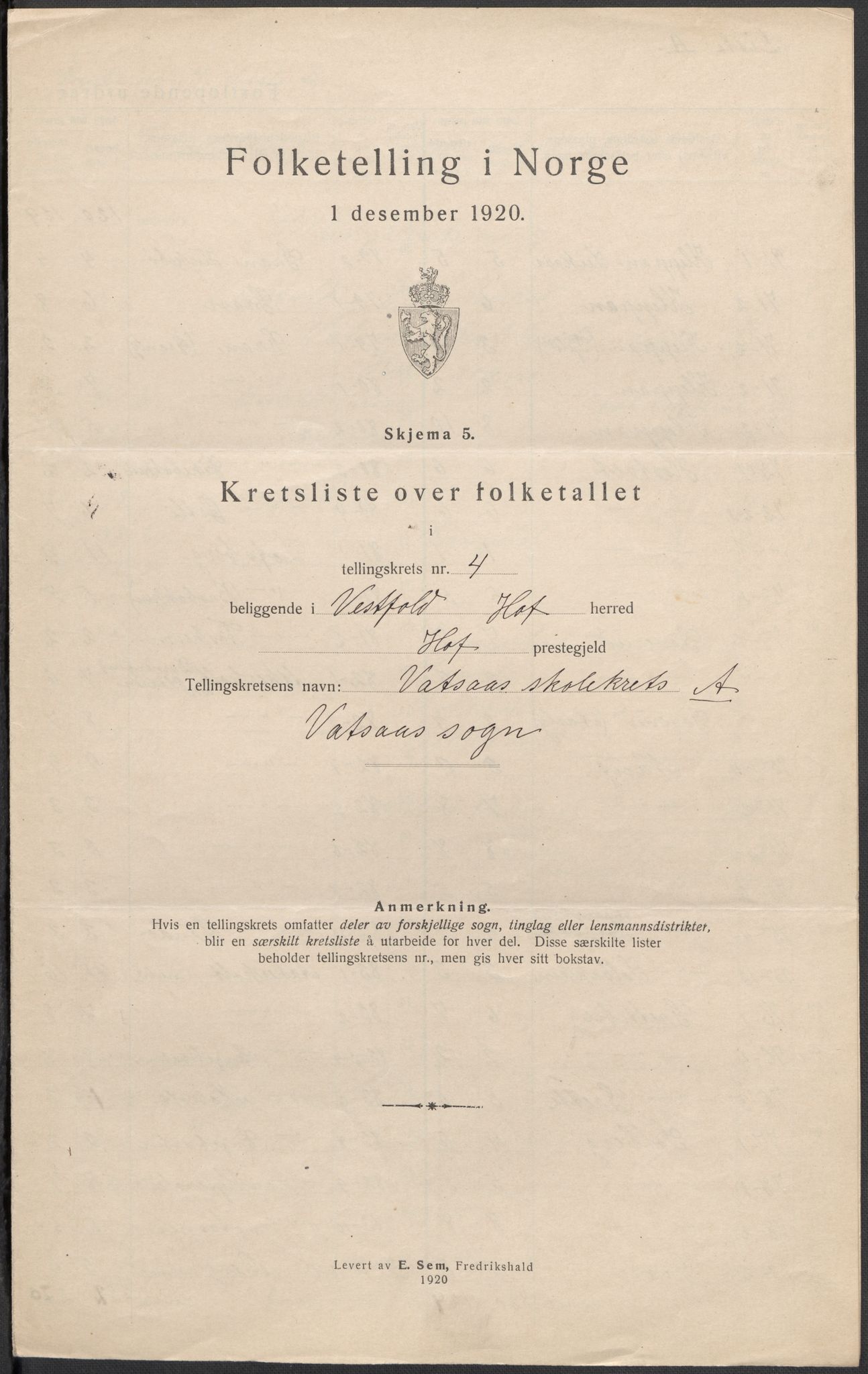 SAKO, 1920 census for Hof, 1920, p. 18