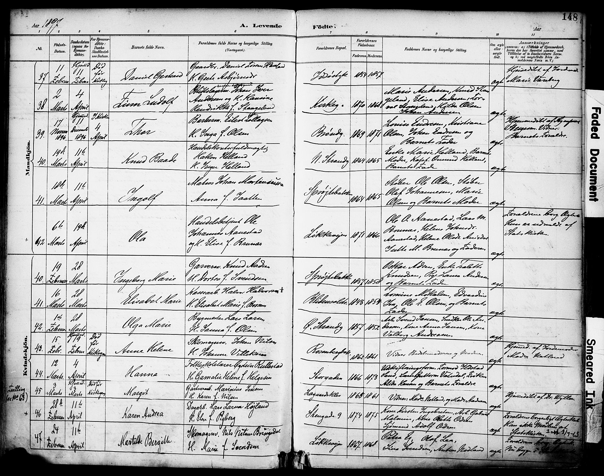 Domkirken sokneprestkontor, AV/SAST-A-101812/001/30/30BA/L0030: Parish register (official) no. A 29, 1889-1902, p. 148