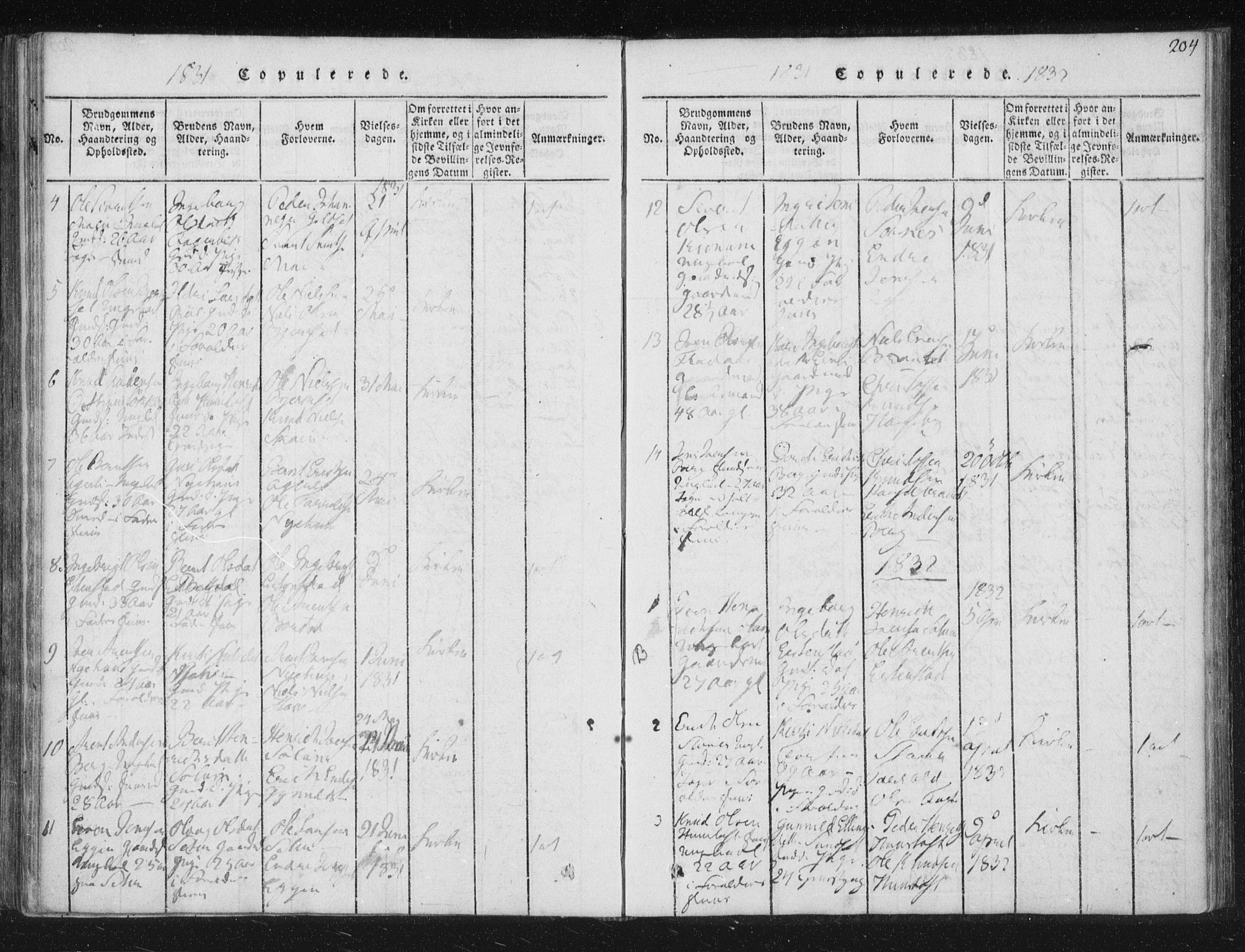 Ministerialprotokoller, klokkerbøker og fødselsregistre - Sør-Trøndelag, AV/SAT-A-1456/689/L1037: Parish register (official) no. 689A02, 1816-1842, p. 204