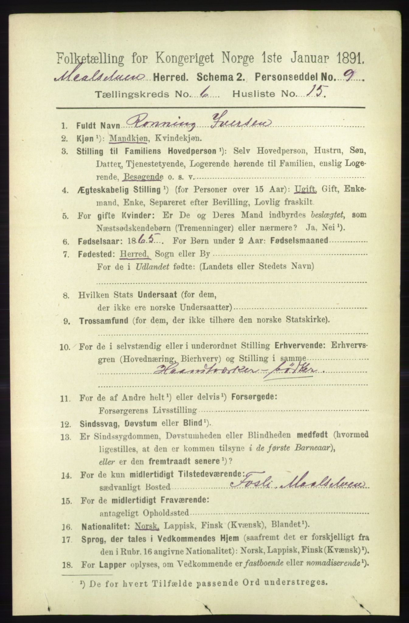 RA, 1891 census for 1924 Målselv, 1891, p. 2152