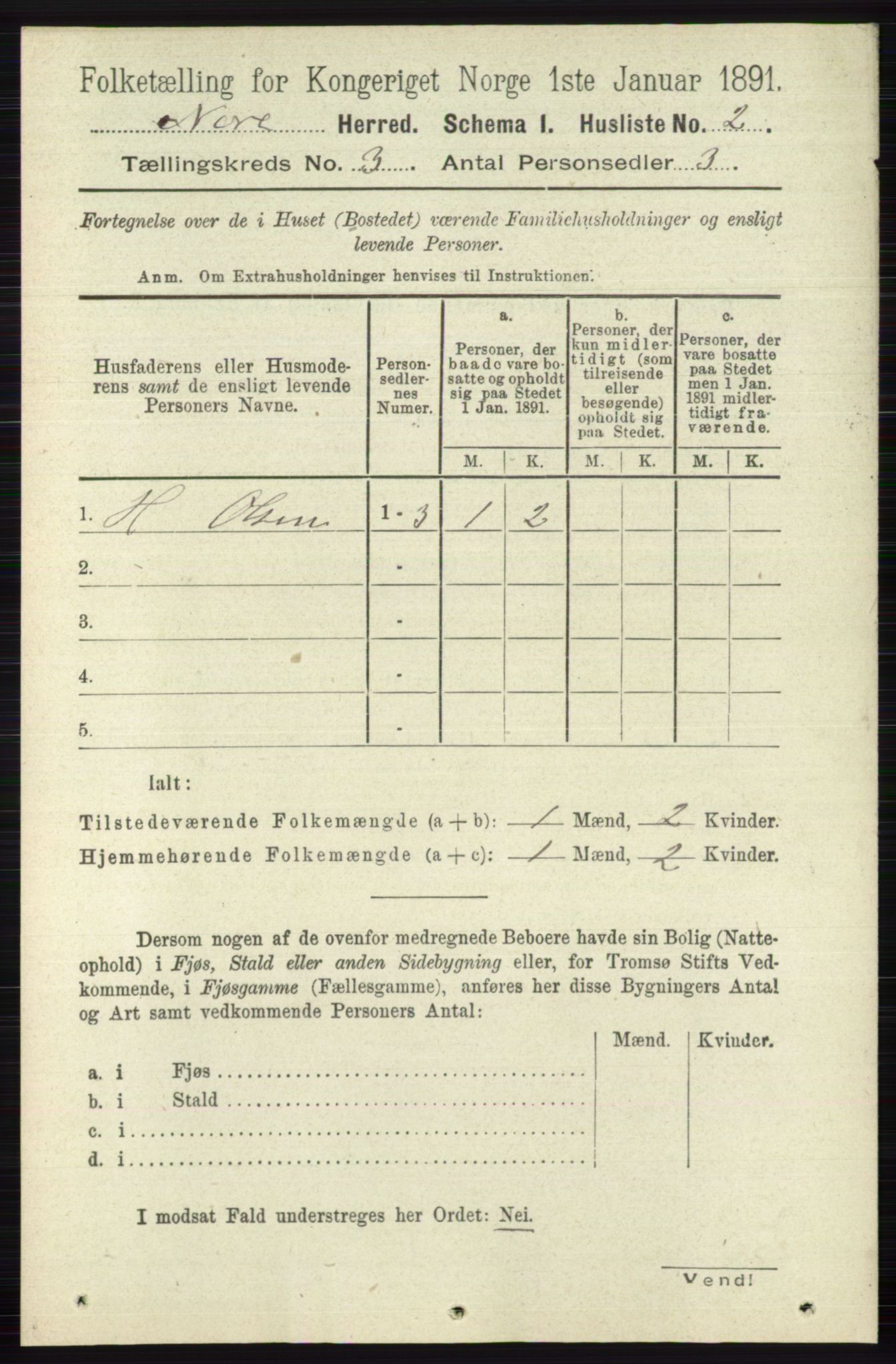 RA, 1891 census for 0633 Nore, 1891, p. 650