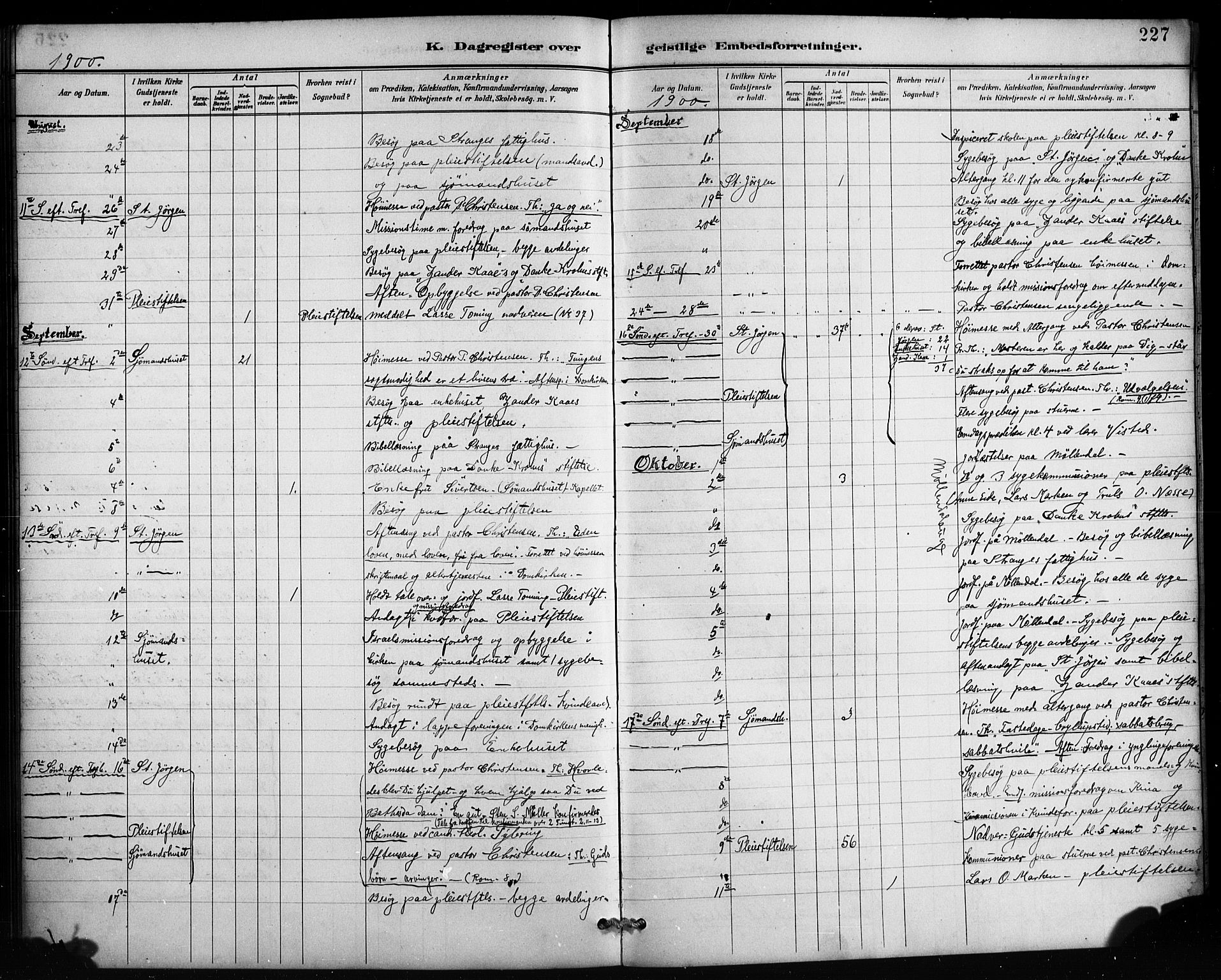 St. Jørgens hospital og Årstad sokneprestembete, AV/SAB-A-99934: Parish register (official) no. A 13, 1886-1906, p. 227