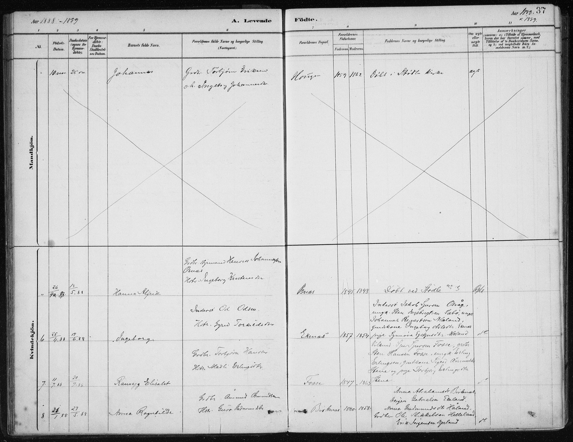 Etne sokneprestembete, AV/SAB-A-75001/H/Haa: Parish register (official) no. C  1, 1879-1919, p. 37