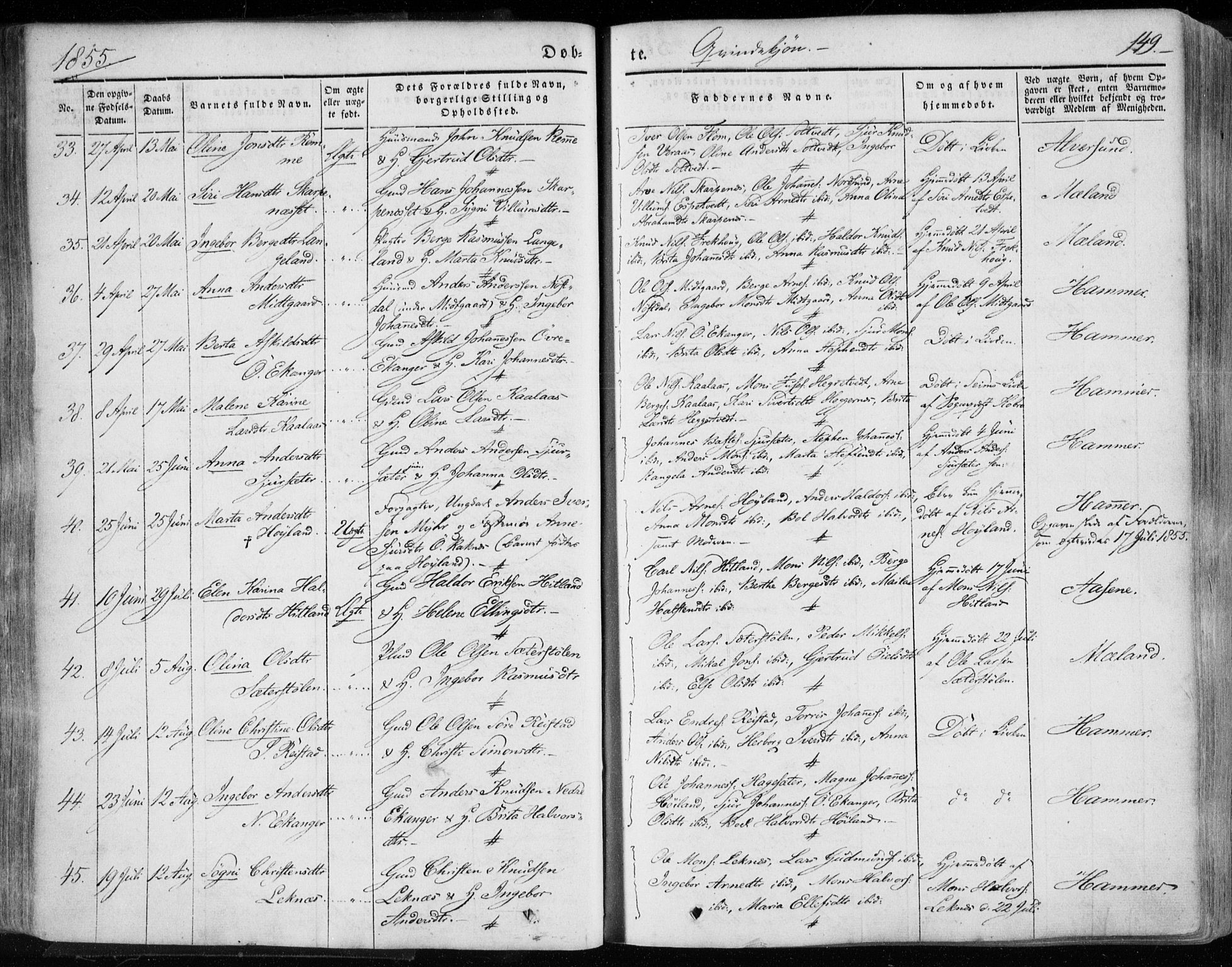 Hamre sokneprestembete, AV/SAB-A-75501/H/Ha/Haa/Haaa/L0013: Parish register (official) no. A 13, 1846-1857, p. 149