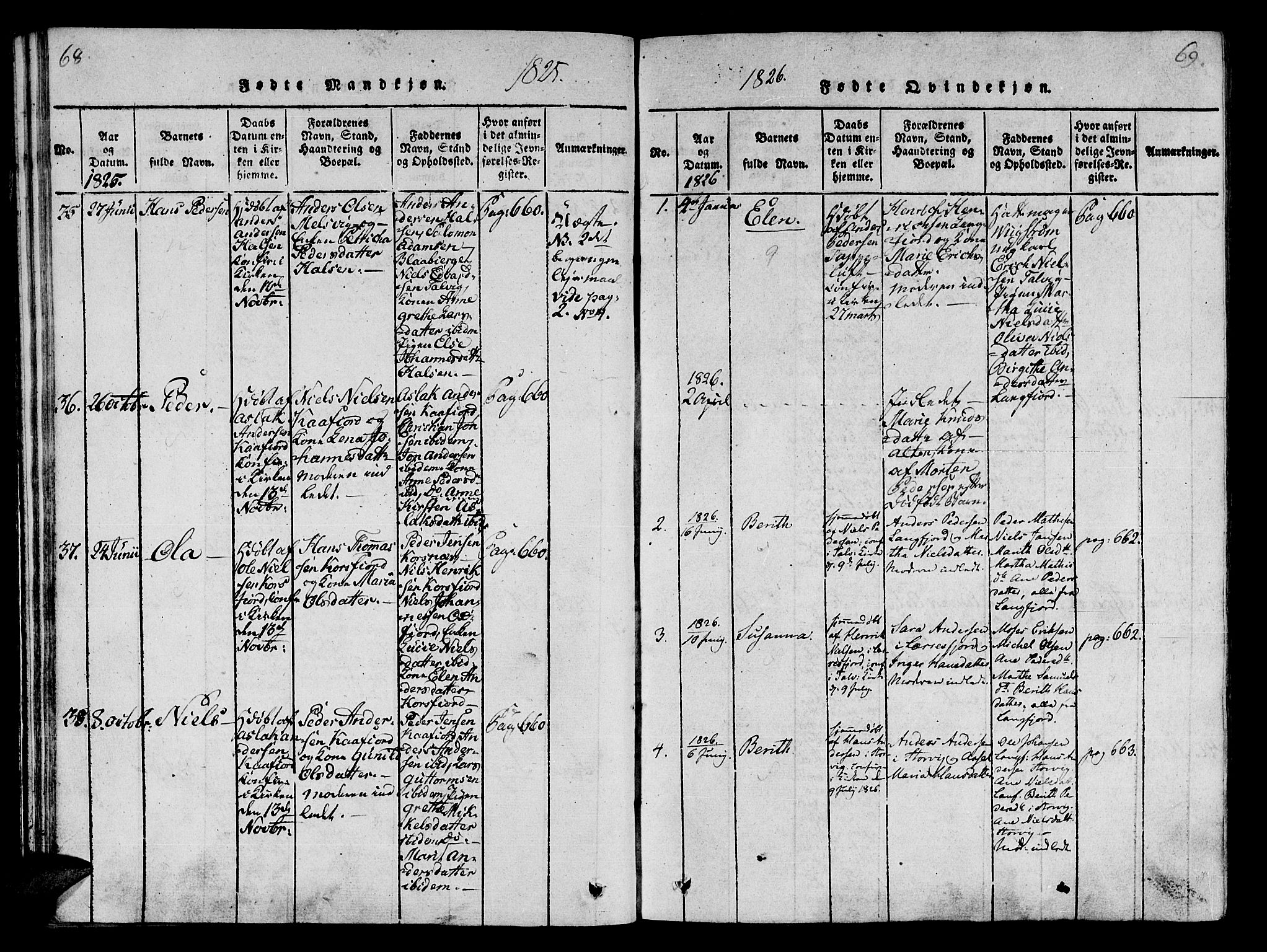 Talvik sokneprestkontor, AV/SATØ-S-1337/H/Ha/L0008kirke: Parish register (official) no. 8, 1821-1837, p. 68-69