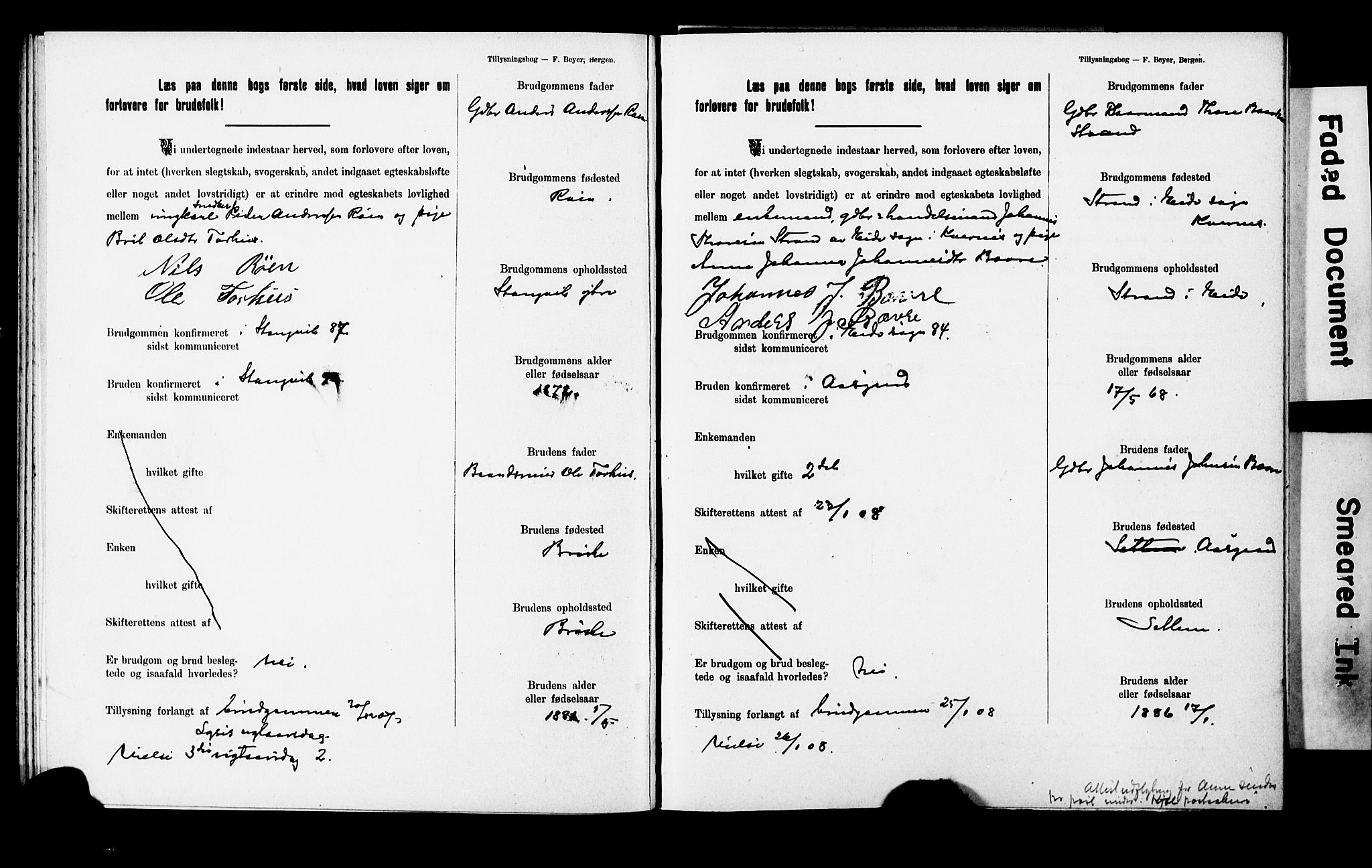 Ministerialprotokoller, klokkerbøker og fødselsregistre - Møre og Romsdal, AV/SAT-A-1454/592/L1028: Banns register no. 592A06, 1903-1909