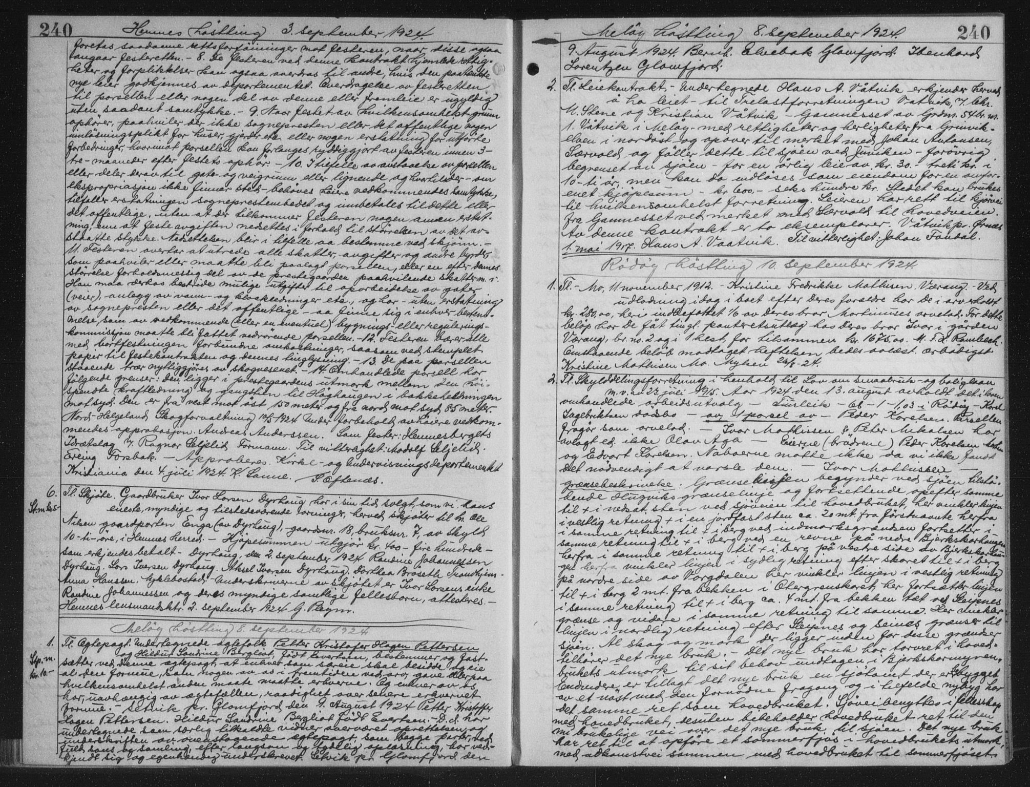 Rana sorenskriveri , AV/SAT-A-1108/1/2/2C/L0018: Mortgage book no. 18, 1923-1928, p. 240, Deed date: 10.09.1924