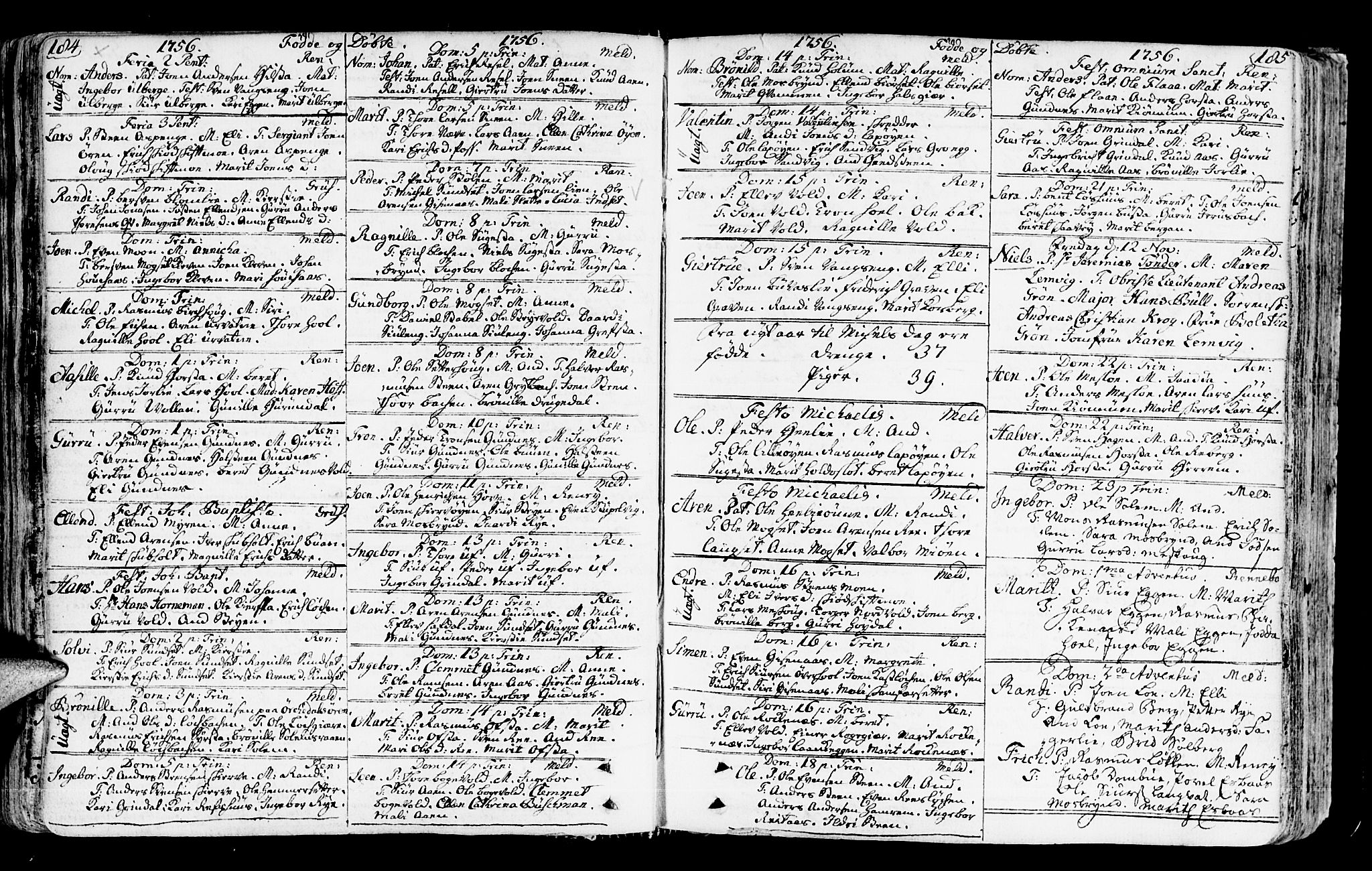 Ministerialprotokoller, klokkerbøker og fødselsregistre - Sør-Trøndelag, SAT/A-1456/672/L0851: Parish register (official) no. 672A04, 1751-1775, p. 184-185