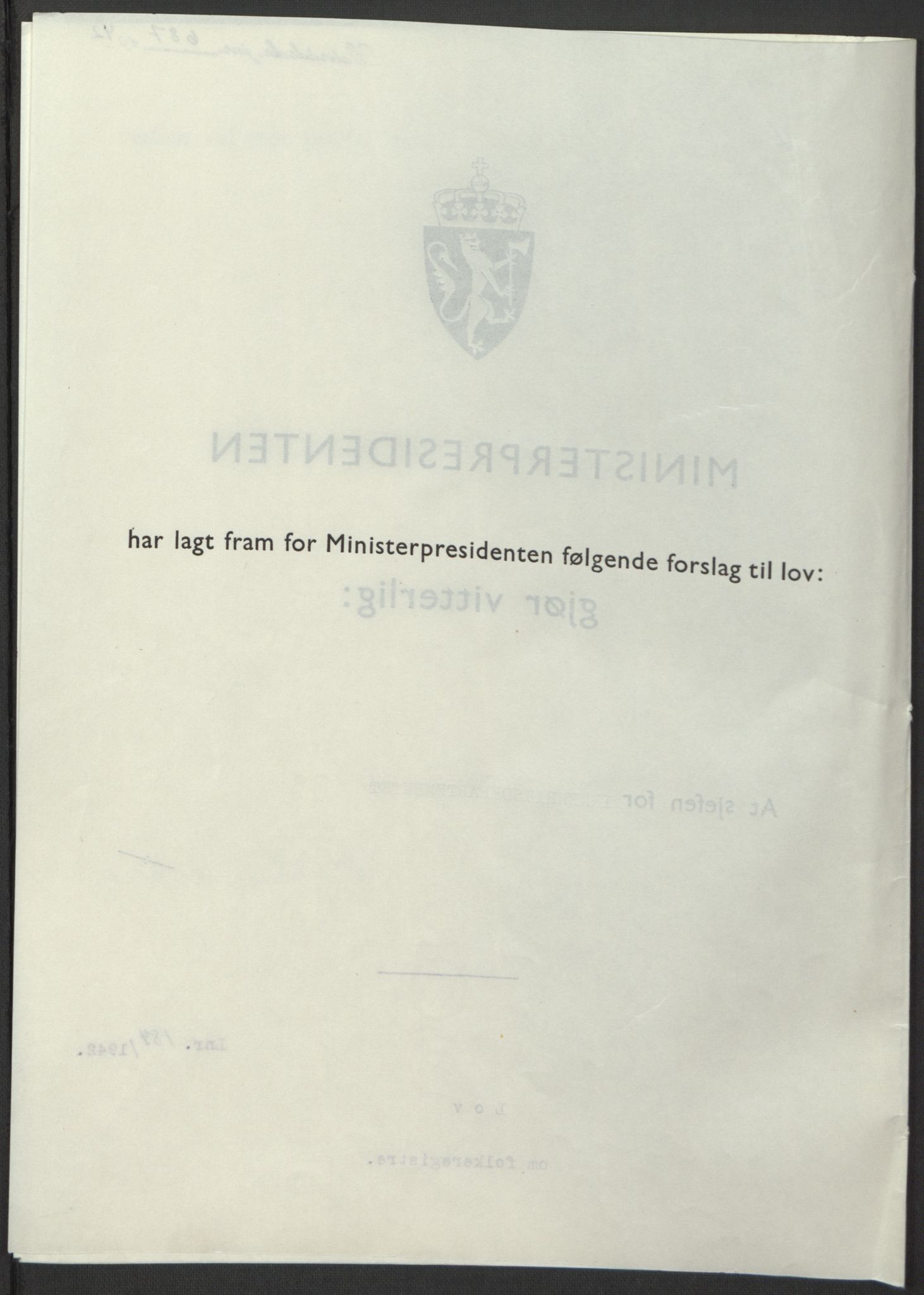 NS-administrasjonen 1940-1945 (Statsrådsekretariatet, de kommisariske statsråder mm), RA/S-4279/D/Db/L0098: Lover II, 1942, p. 342
