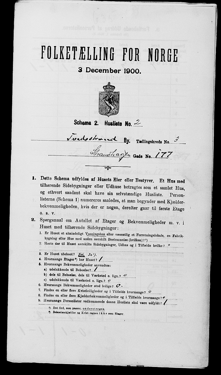 SAK, 1900 census for Tvedestrand, 1900, p. 957