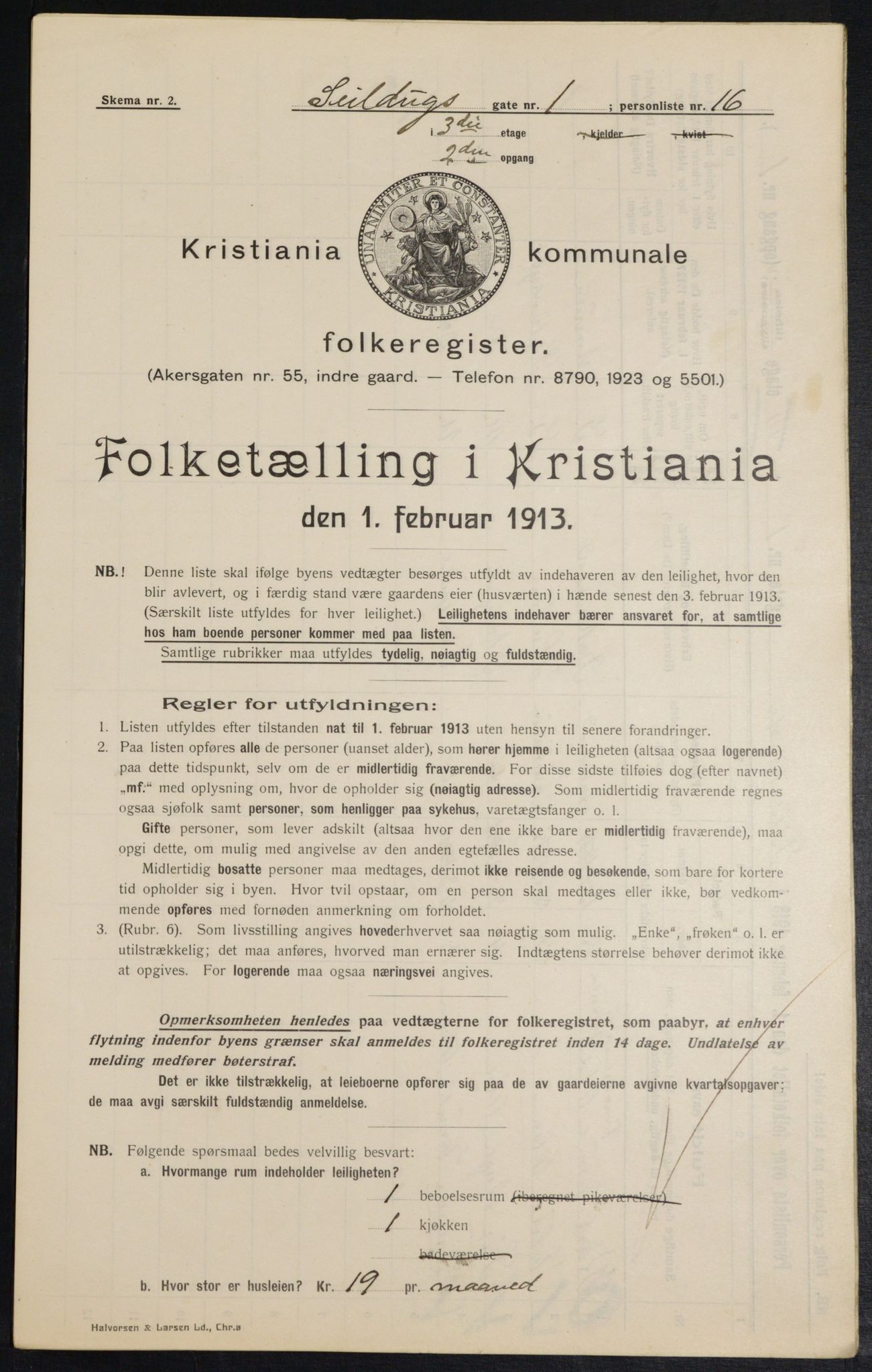 OBA, Municipal Census 1913 for Kristiania, 1913, p. 93796