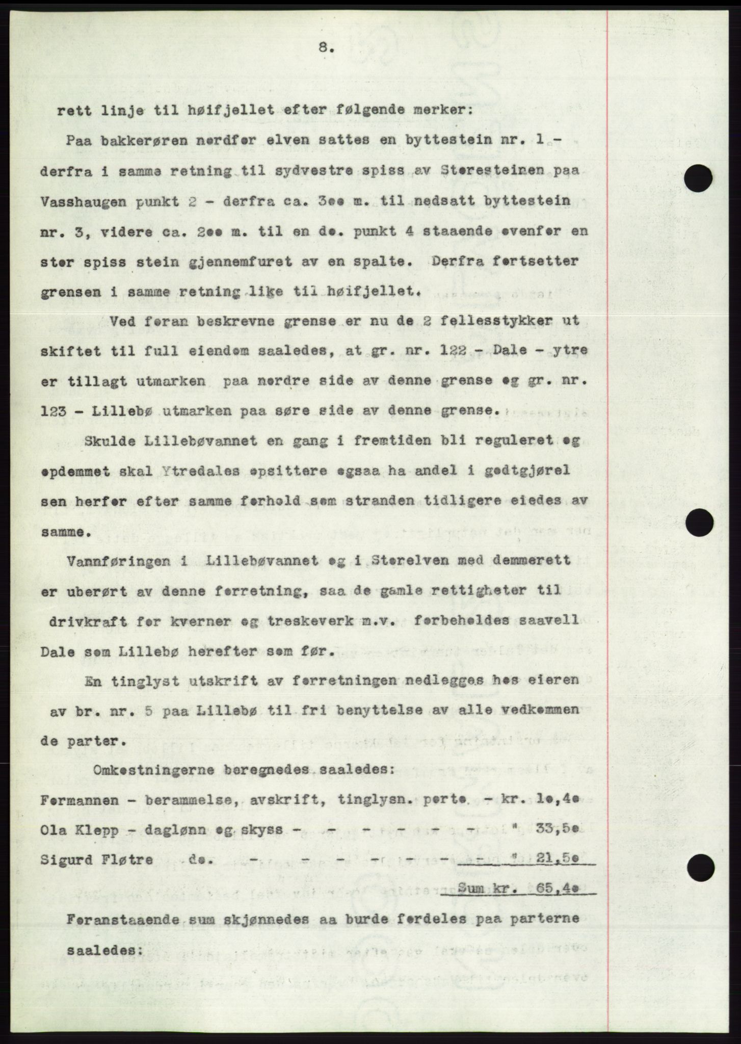 Søre Sunnmøre sorenskriveri, AV/SAT-A-4122/1/2/2C/L0062: Mortgage book no. 56, 1936-1937, Diary no: : 65/1937