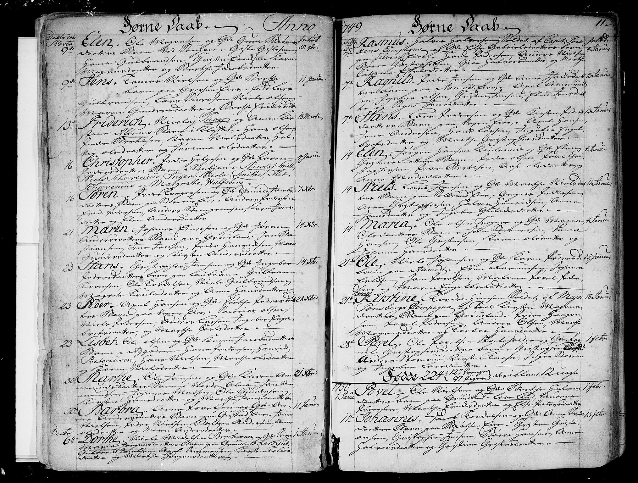Aker prestekontor kirkebøker, SAO/A-10861/F/L0008: Parish register (official) no. 8, 1749-1765, p. 11