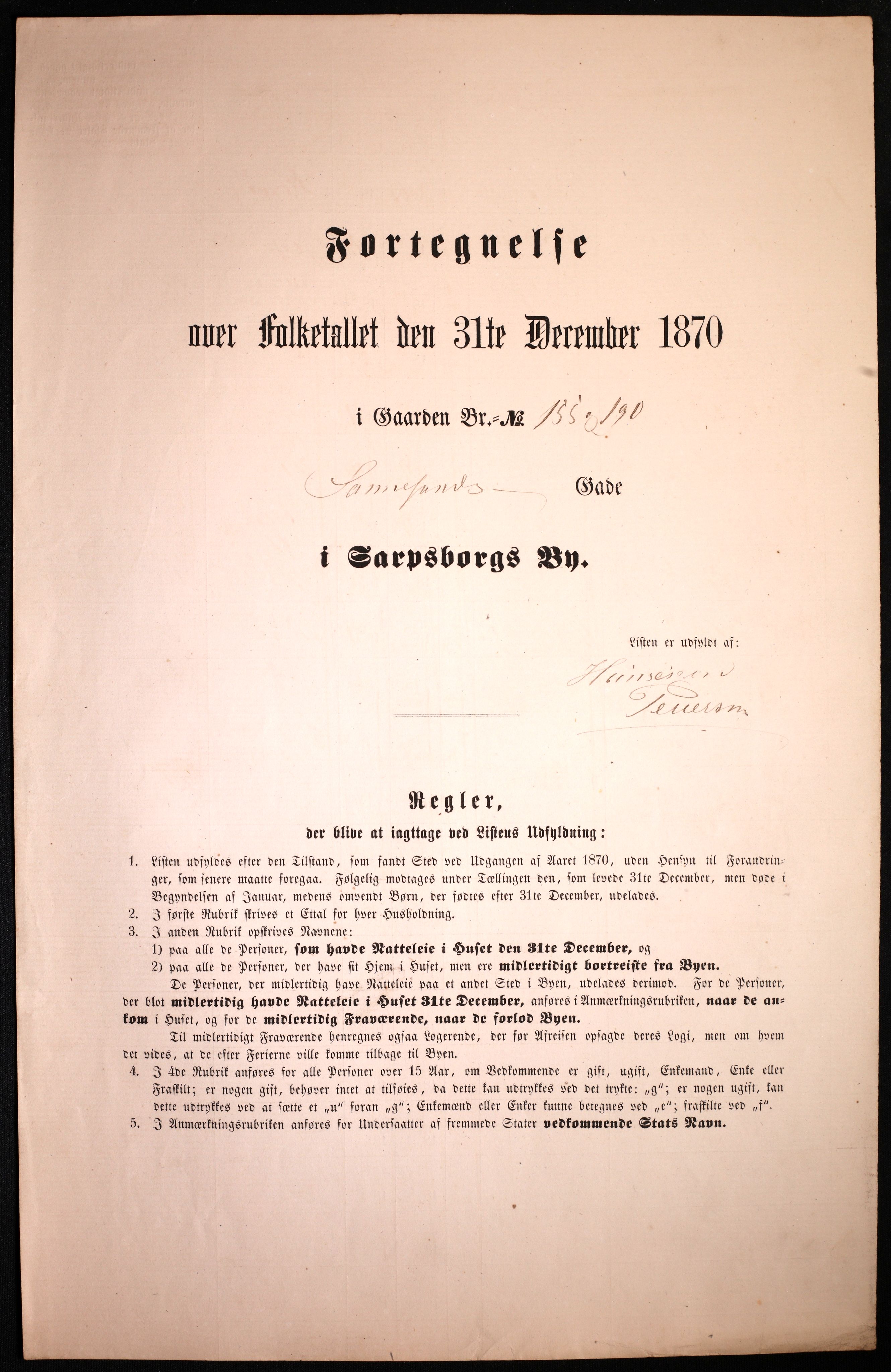 RA, 1870 census for 0102 Sarpsborg, 1870, p. 583