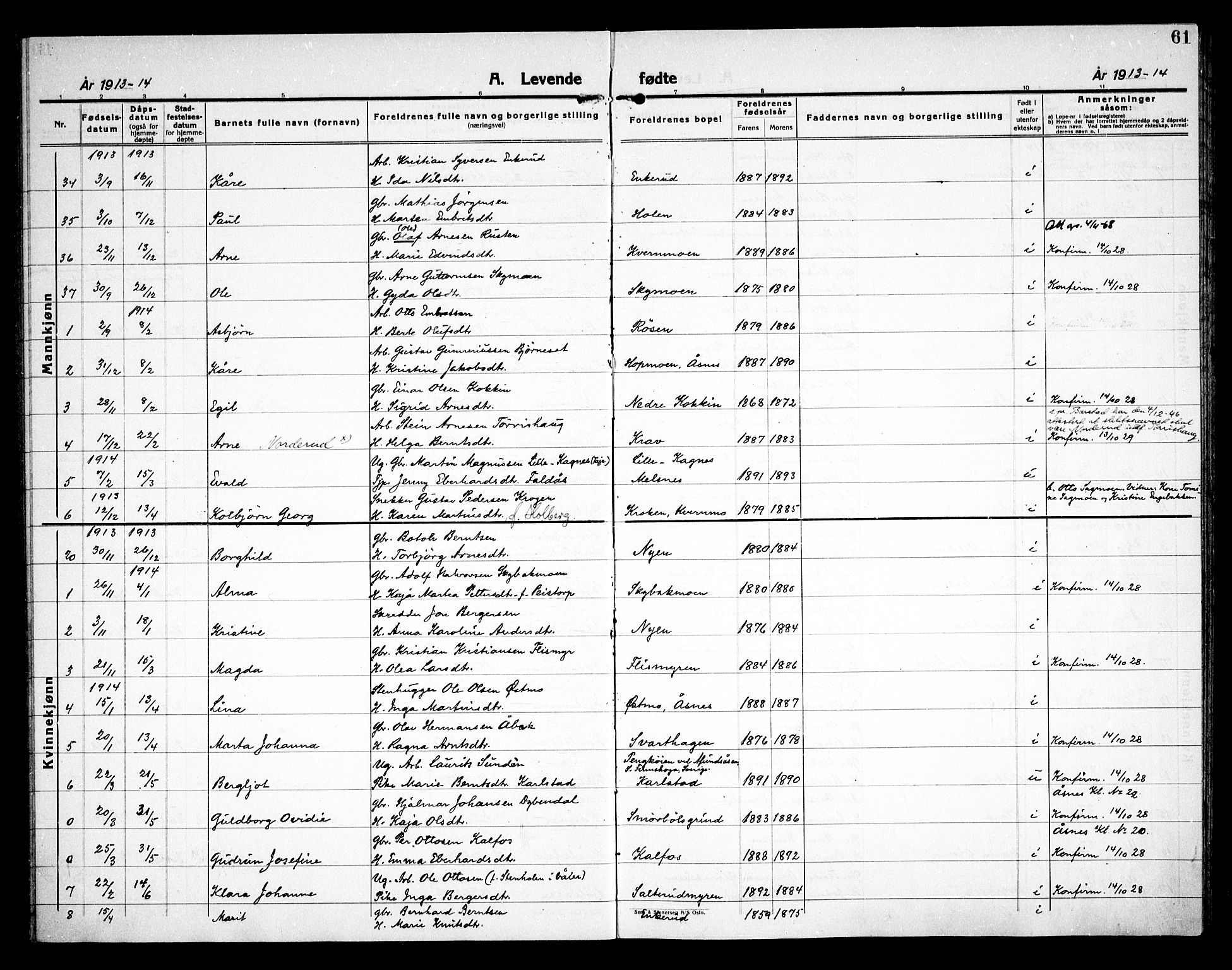 Åsnes prestekontor, AV/SAH-PREST-042/H/Ha/Haa/L0000D: Parish register (official) no. 0B, 1890-1929, p. 61