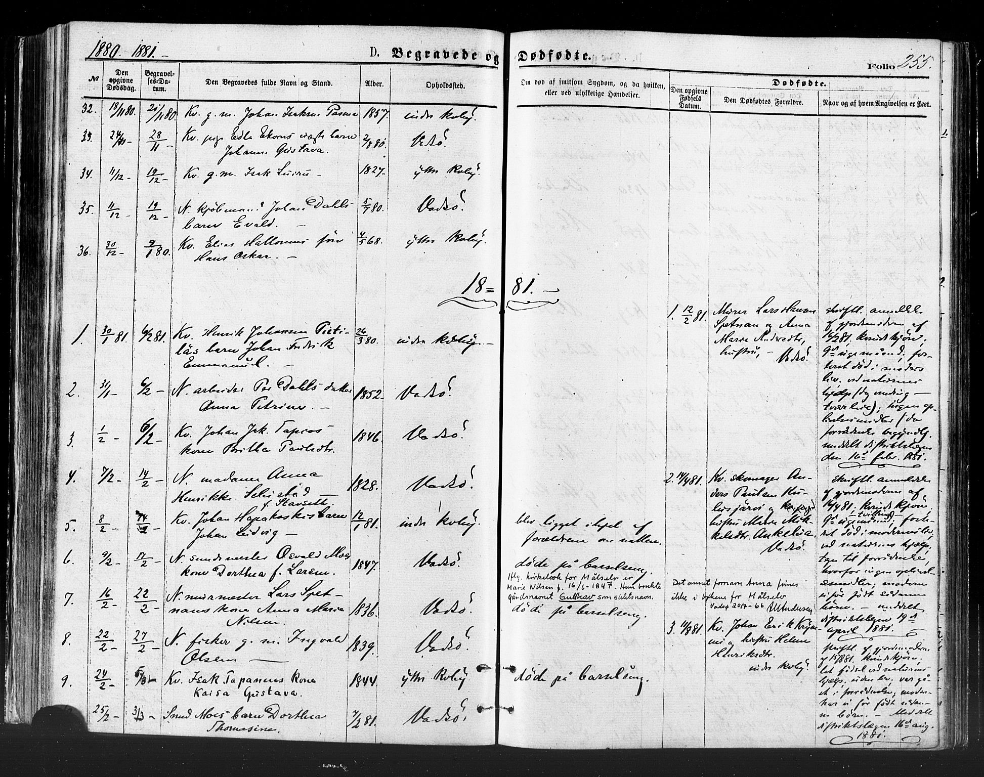 Vadsø sokneprestkontor, SATØ/S-1325/H/Ha/L0005kirke: Parish register (official) no. 5, 1873-1884, p. 255
