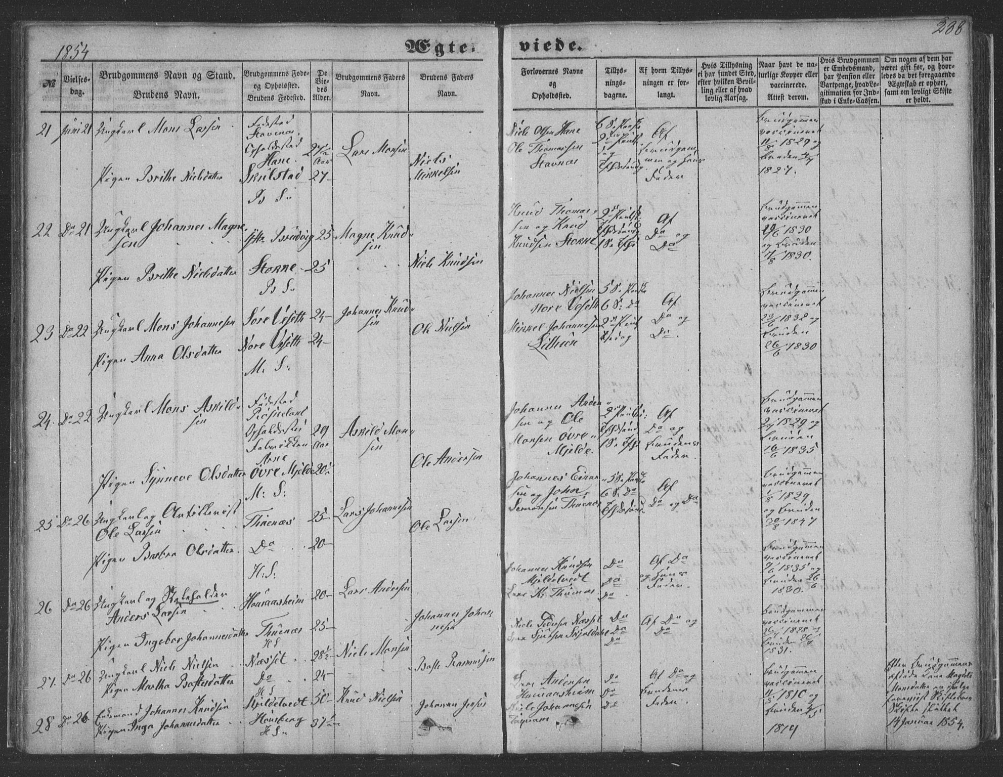 Haus sokneprestembete, AV/SAB-A-75601/H/Haa: Parish register (official) no. A 16 II, 1848-1857, p. 288