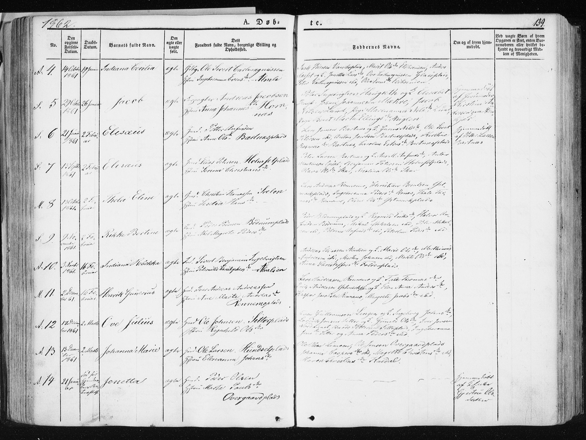 Ministerialprotokoller, klokkerbøker og fødselsregistre - Nord-Trøndelag, AV/SAT-A-1458/741/L0393: Parish register (official) no. 741A07, 1849-1863, p. 139