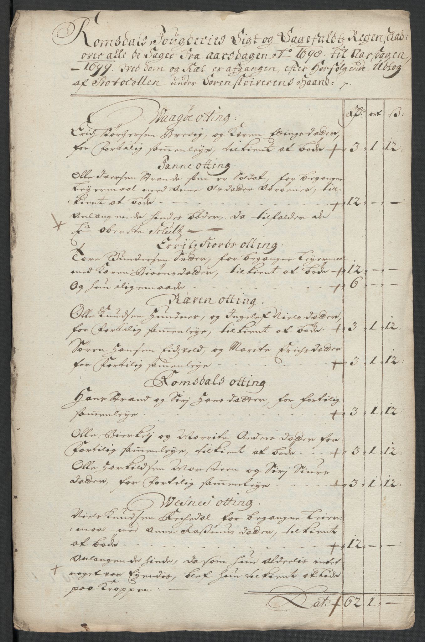 Rentekammeret inntil 1814, Reviderte regnskaper, Fogderegnskap, RA/EA-4092/R55/L3653: Fogderegnskap Romsdal, 1697-1698, p. 316