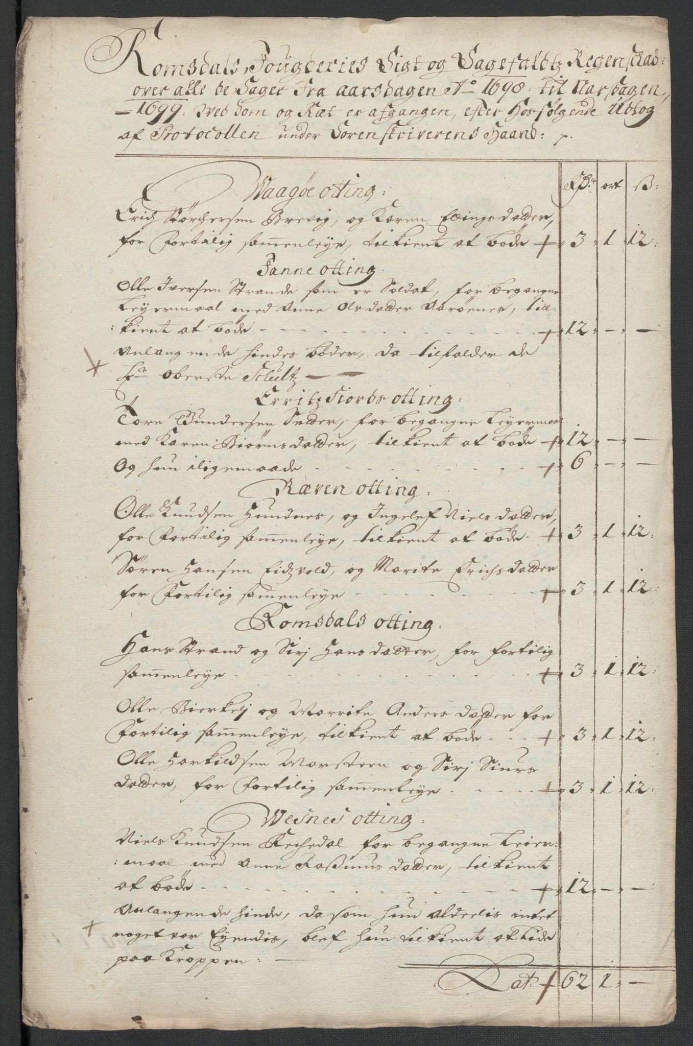 Rentekammeret inntil 1814, Reviderte regnskaper, Fogderegnskap, AV/RA-EA-4092/R55/L3653: Fogderegnskap Romsdal, 1697-1698, p. 316