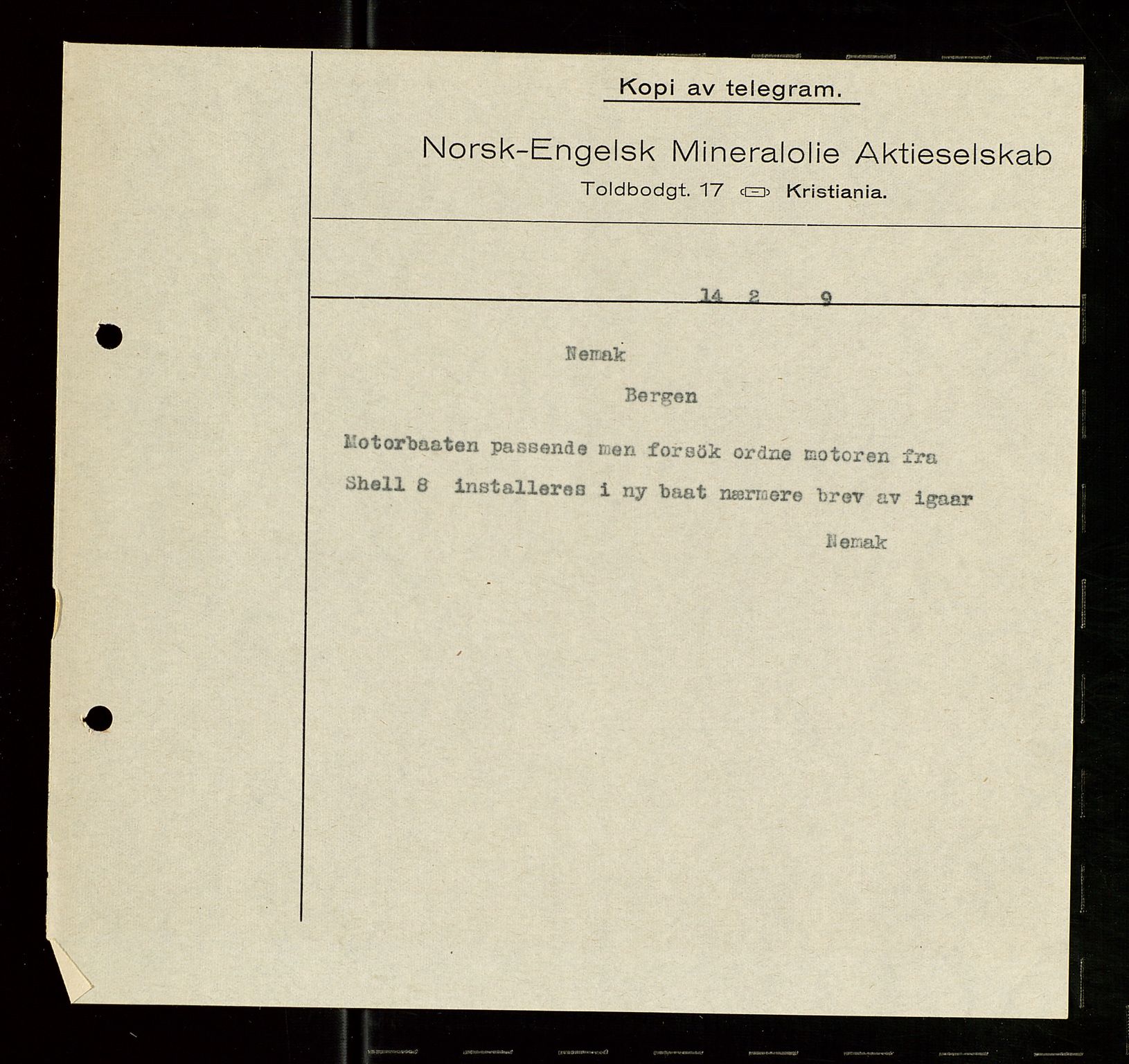 Pa 1521 - A/S Norske Shell, AV/SAST-A-101915/E/Ea/Eaa/L0007: Sjefskorrespondanse, 1919, p. 613