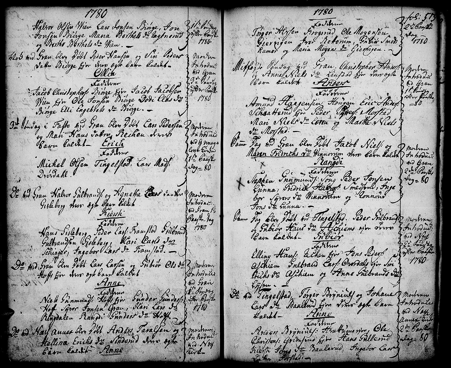 Gran prestekontor, SAH/PREST-112/H/Ha/Haa/L0005: Parish register (official) no. 5, 1776-1788, p. 53