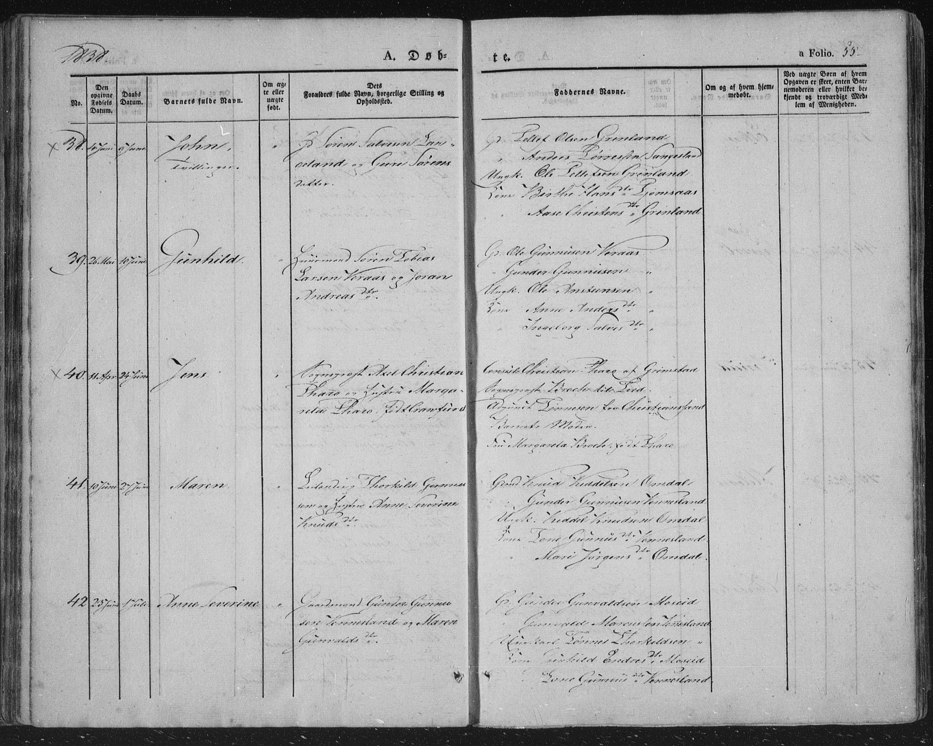 Vennesla sokneprestkontor, AV/SAK-1111-0045/Fa/Fac/L0004: Parish register (official) no. A 4, 1834-1855, p. 55