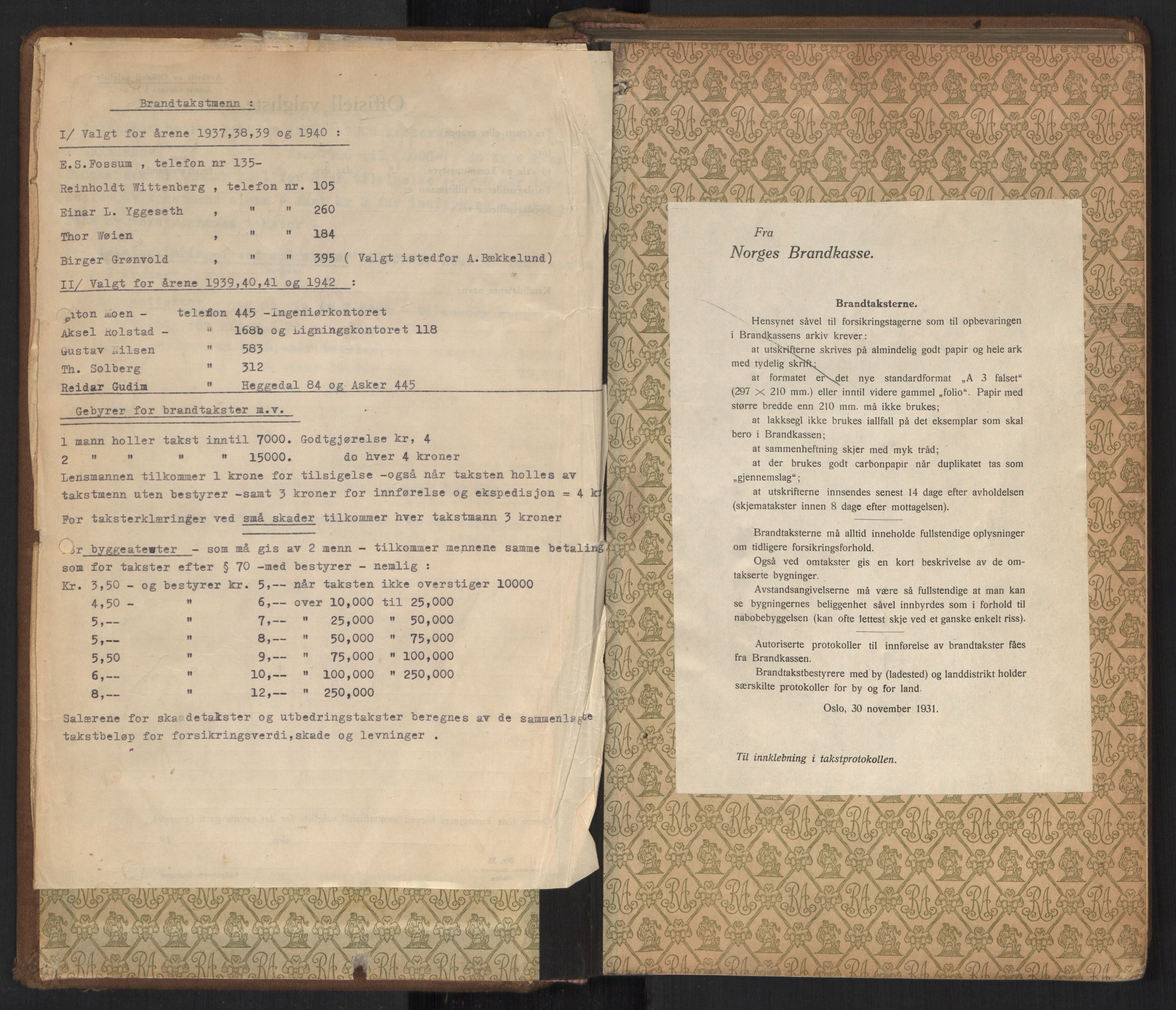 Norges brannkasse, branntakster Asker, AV/SAO-A-11380/F/Fa/L0006: Branntakstprotokoll, 1935-1940