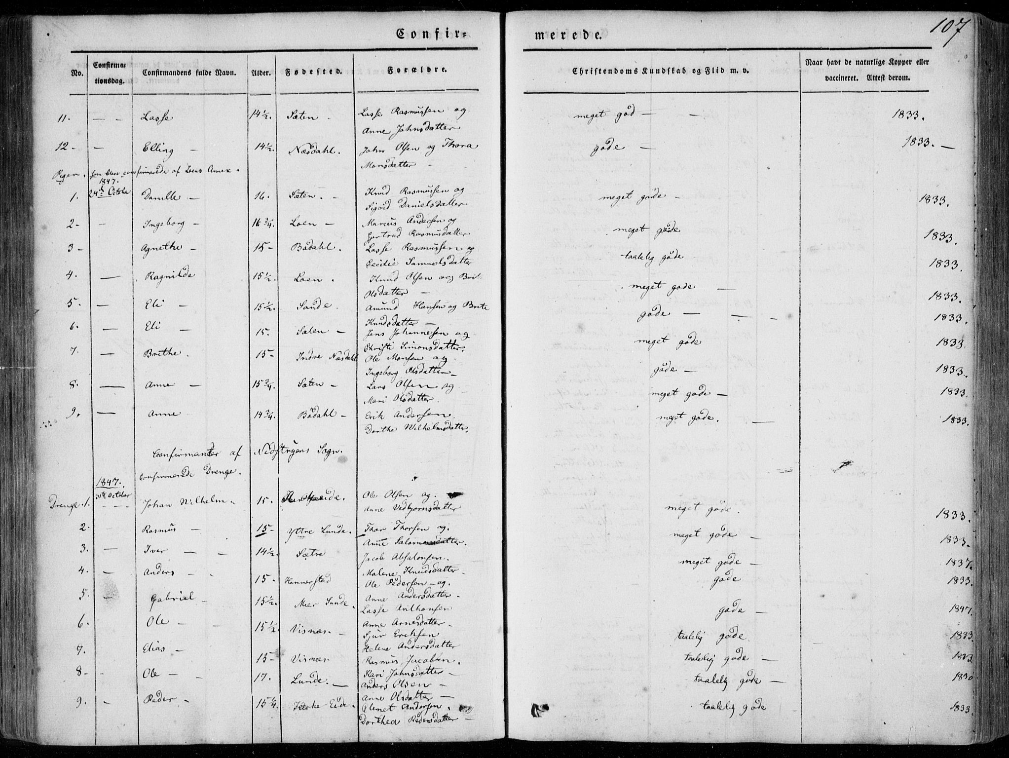 Stryn Sokneprestembete, AV/SAB-A-82501: Parish register (official) no. A 2, 1844-1861, p. 107