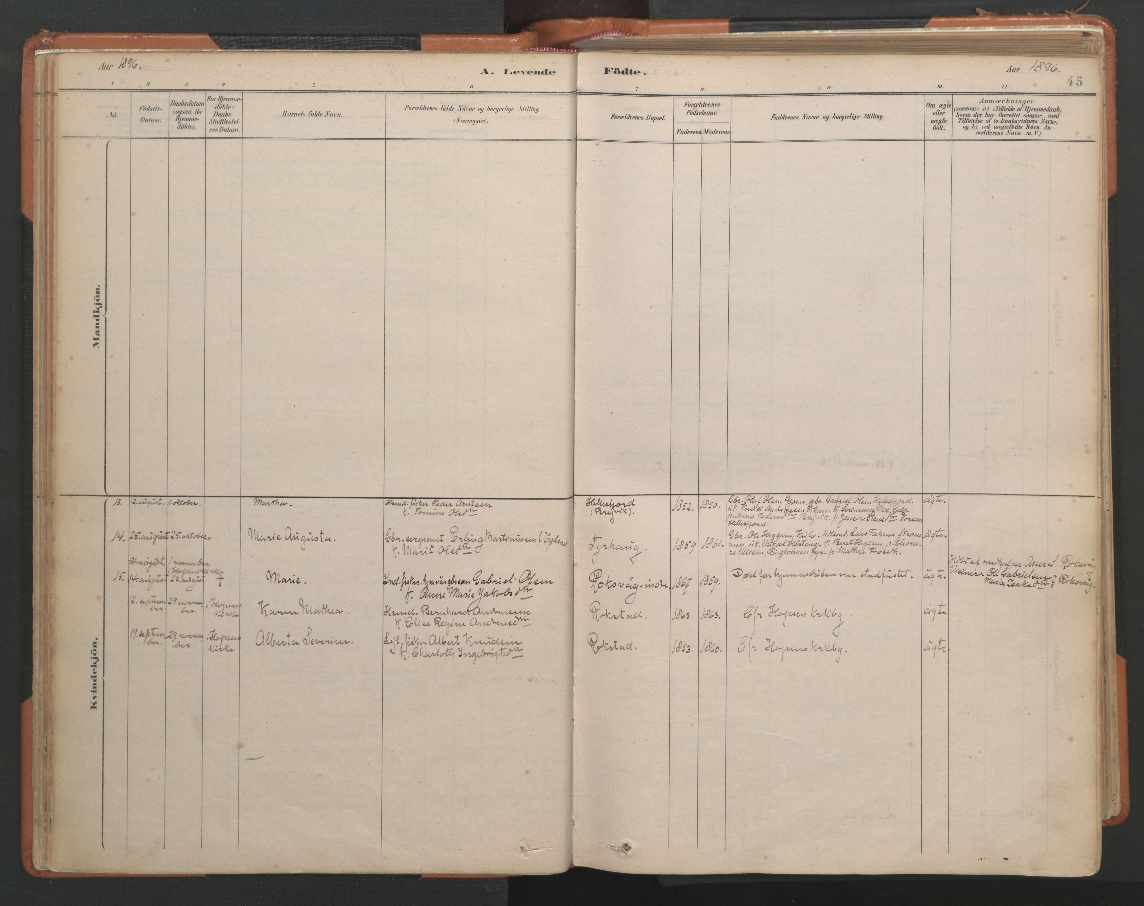 Ministerialprotokoller, klokkerbøker og fødselsregistre - Møre og Romsdal, AV/SAT-A-1454/581/L0941: Parish register (official) no. 581A09, 1880-1919, p. 45