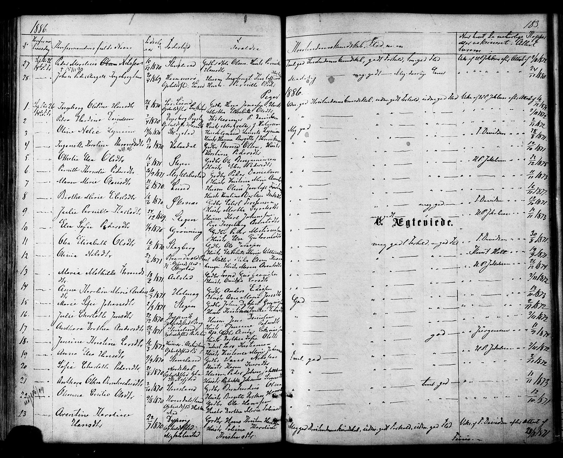 Ministerialprotokoller, klokkerbøker og fødselsregistre - Nordland, AV/SAT-A-1459/855/L0802: Parish register (official) no. 855A10, 1875-1886, p. 183a
