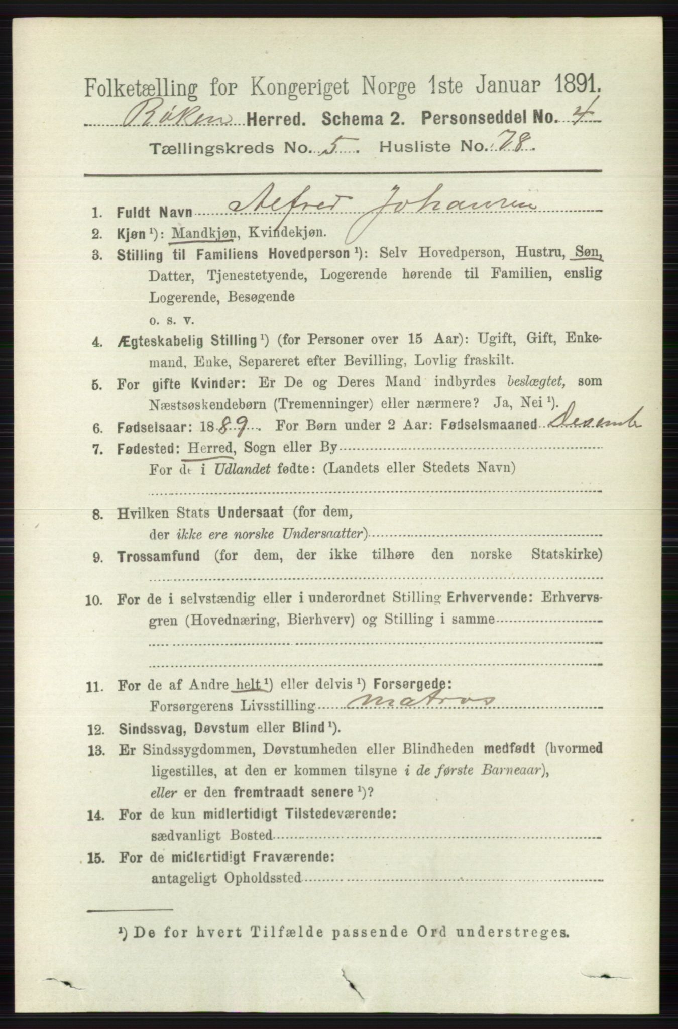 RA, 1891 census for 0627 Røyken, 1891, p. 3310