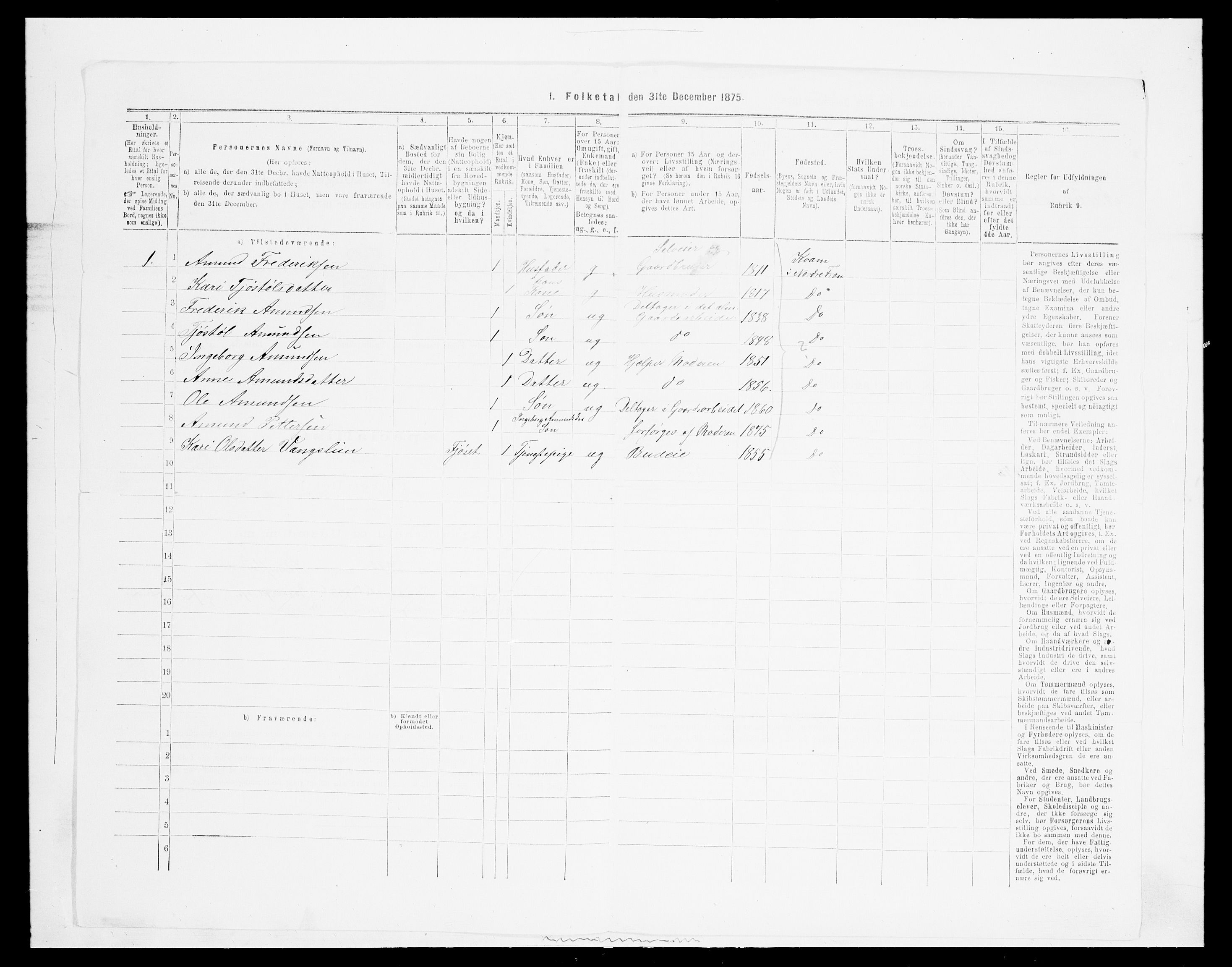 SAH, 1875 census for 0518P Nord-Fron, 1875, p. 1218