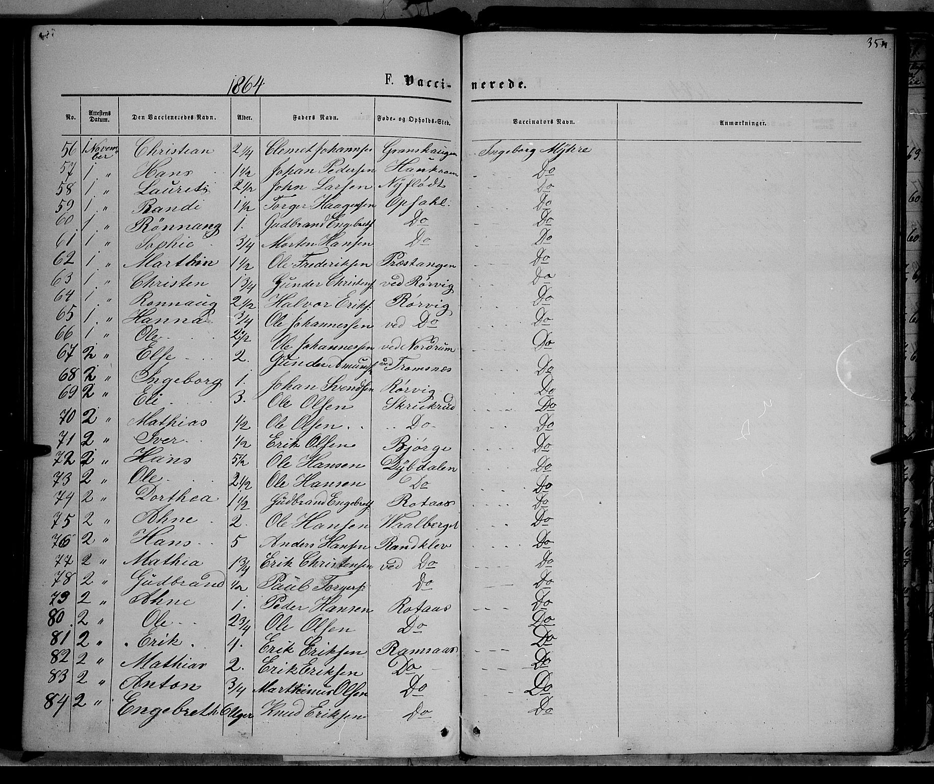 Ringebu prestekontor, SAH/PREST-082/H/Ha/Haa/L0007: Parish register (official) no. 7, 1860-1877, p. 354
