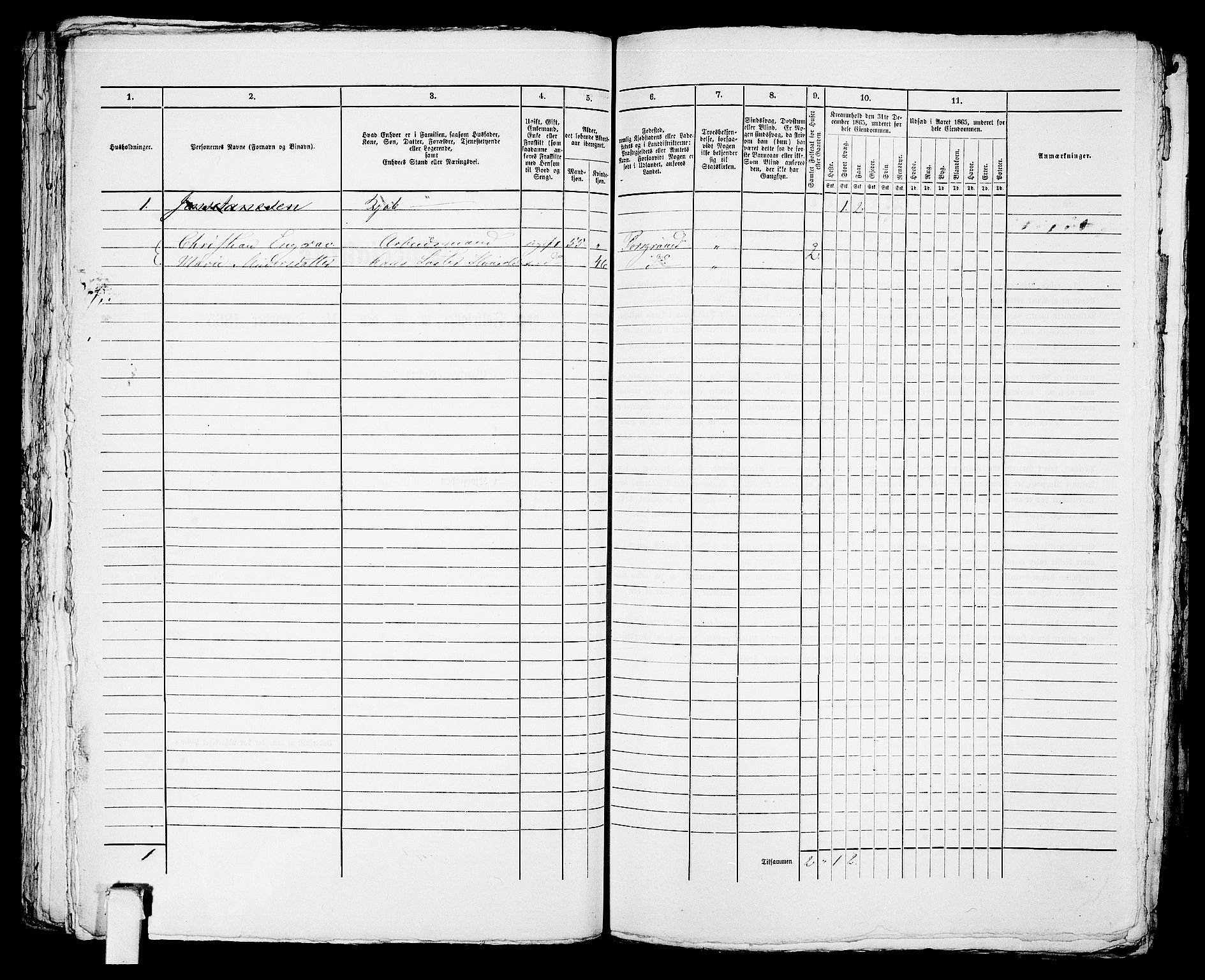 RA, 1865 census for Porsgrunn, 1865, p. 573