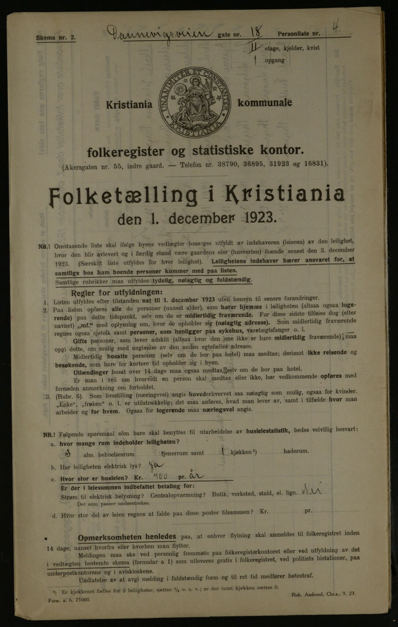 OBA, Municipal Census 1923 for Kristiania, 1923, p. 17129