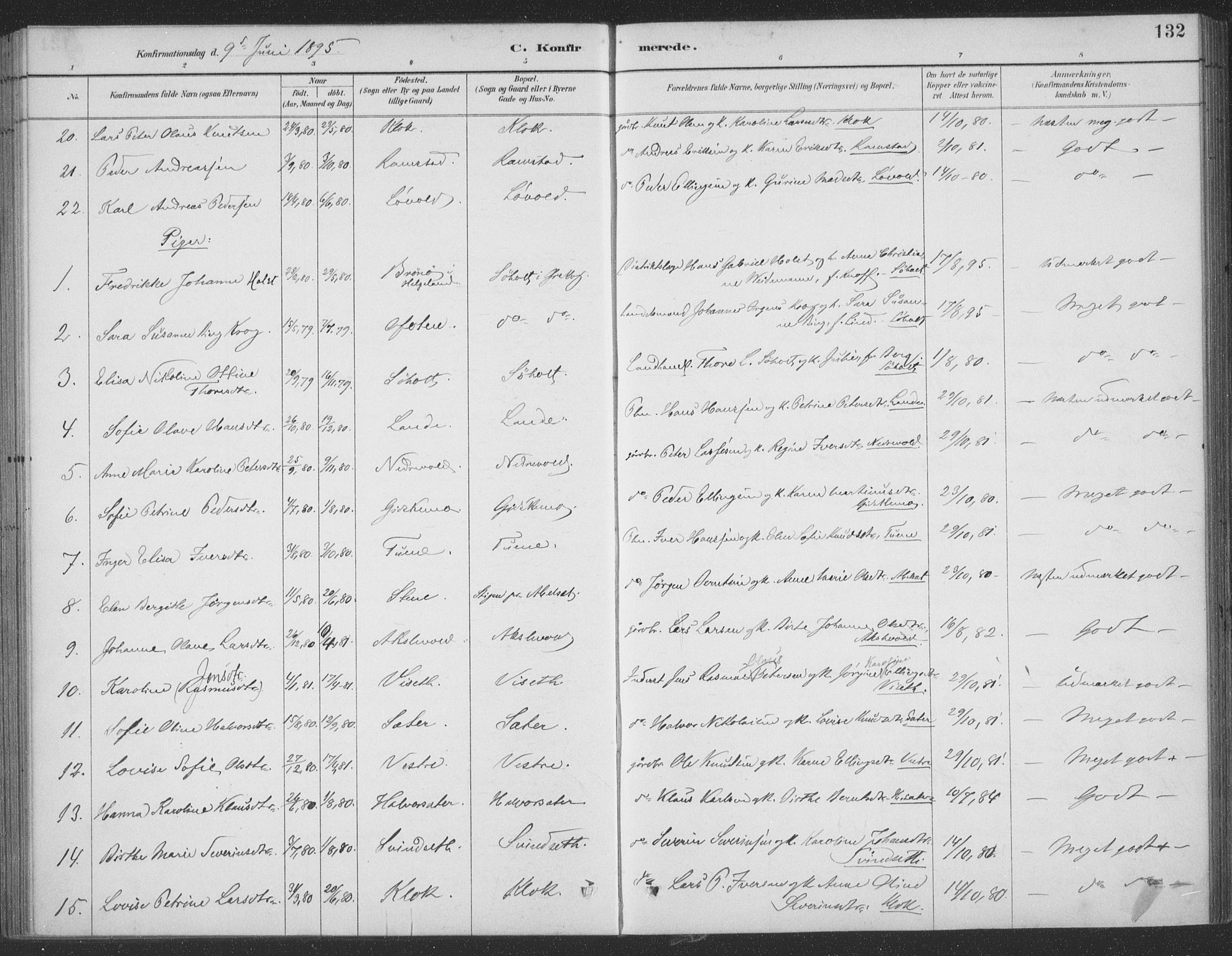 Ministerialprotokoller, klokkerbøker og fødselsregistre - Møre og Romsdal, SAT/A-1454/522/L0316: Parish register (official) no. 522A11, 1890-1911, p. 132
