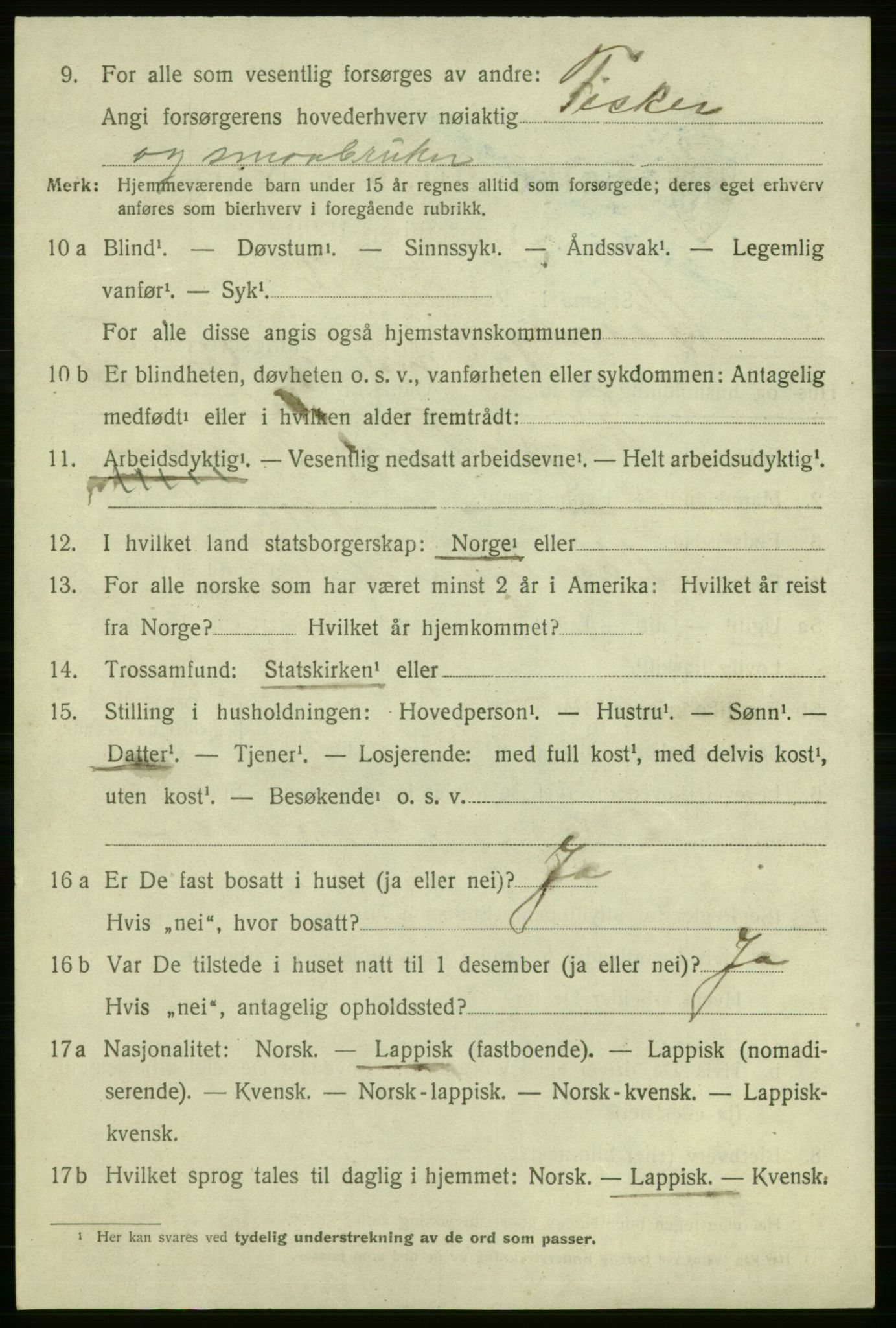 SATØ, 1920 census for Nesseby, 1920, p. 2450