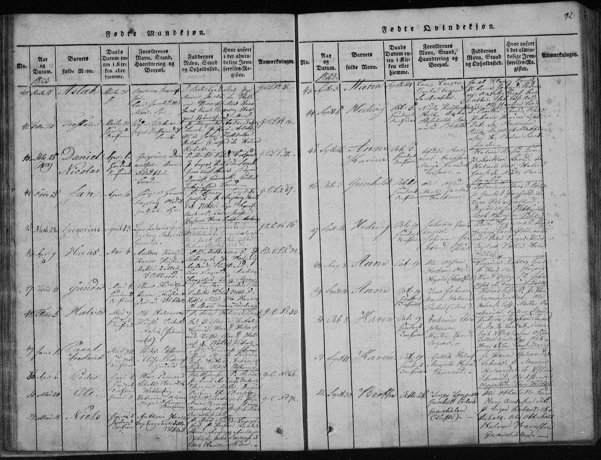 Gjerpen kirkebøker, SAKO/A-265/F/Fa/L0004: Parish register (official) no. I 4, 1814-1823, p. 92