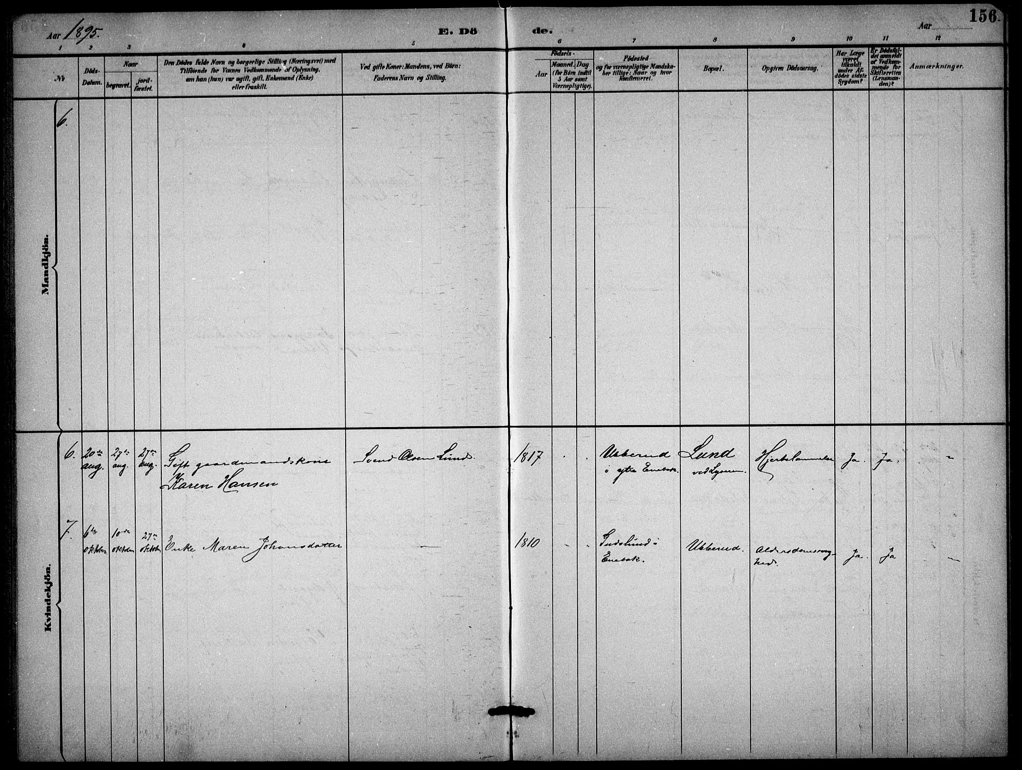 Enebakk prestekontor Kirkebøker, SAO/A-10171c/G/Gb/L0002: Parish register (copy) no. II 2, 1891-1903, p. 156