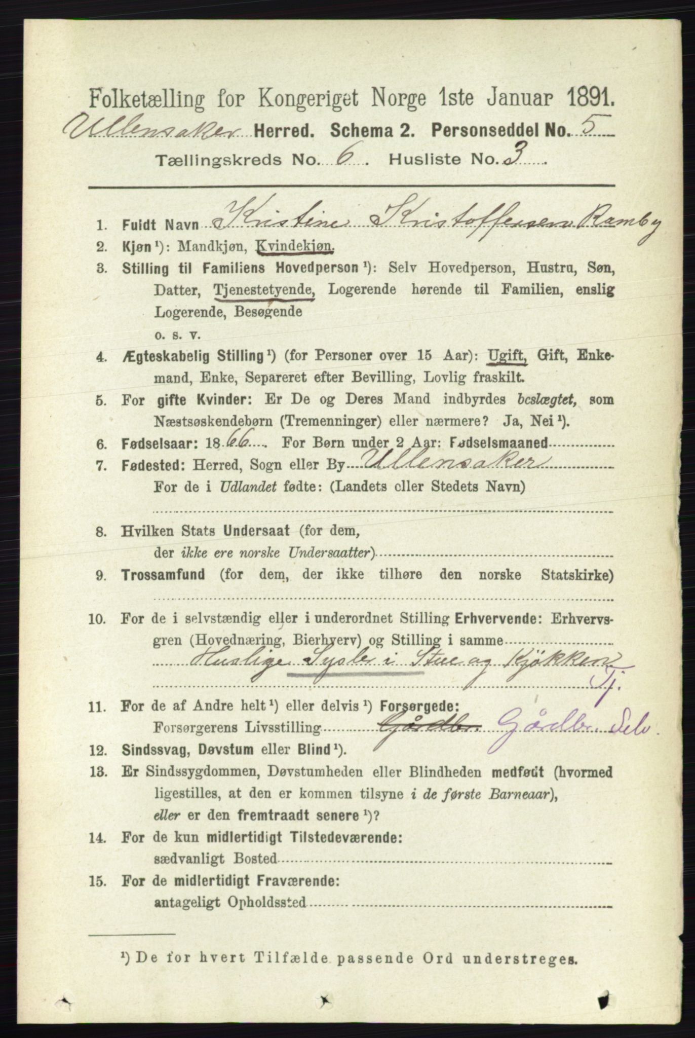 RA, 1891 census for 0235 Ullensaker, 1891, p. 2544